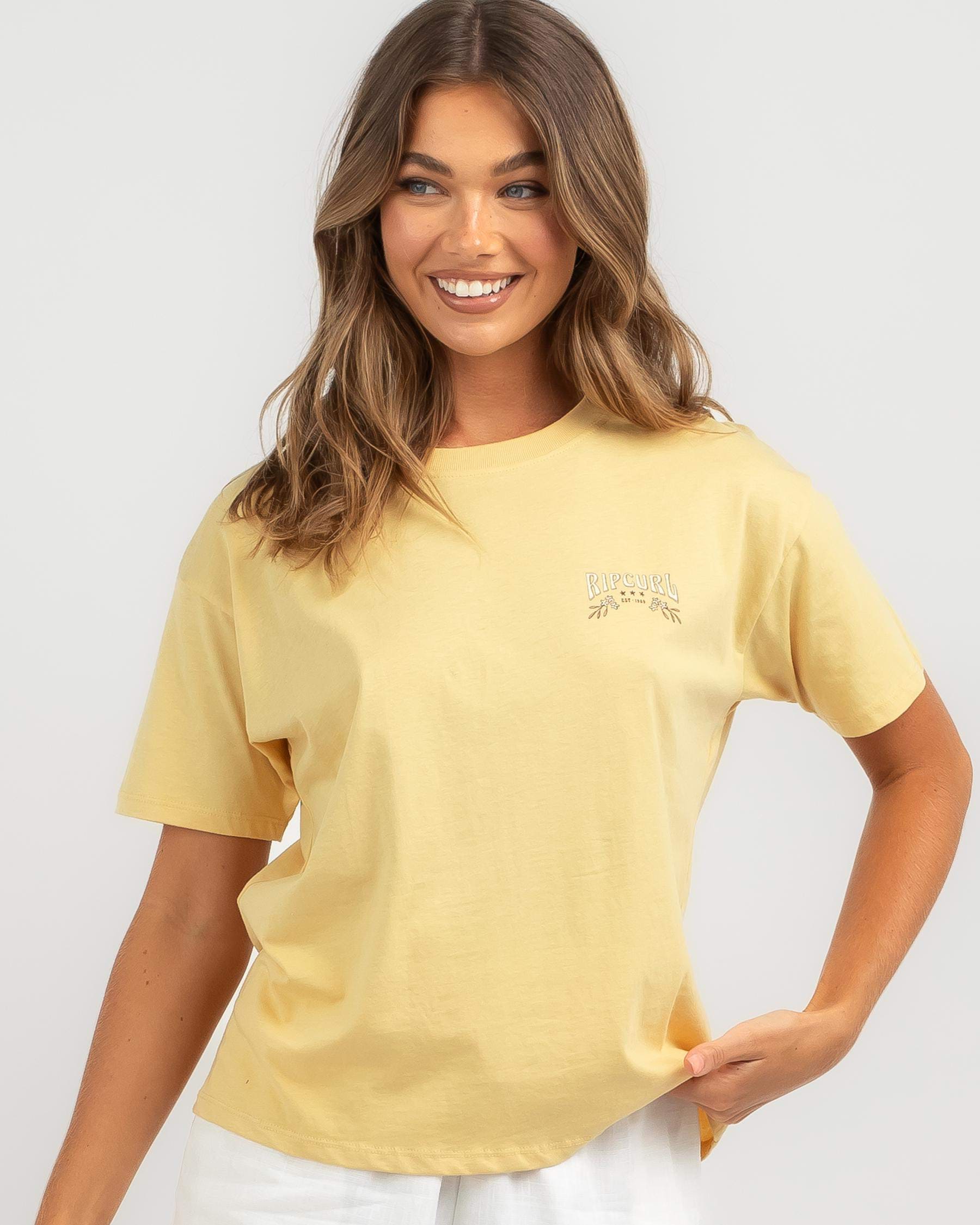 Rip Curl Riptide Relaxed T-Shirt In Washed Yellow - Fast Shipping ...