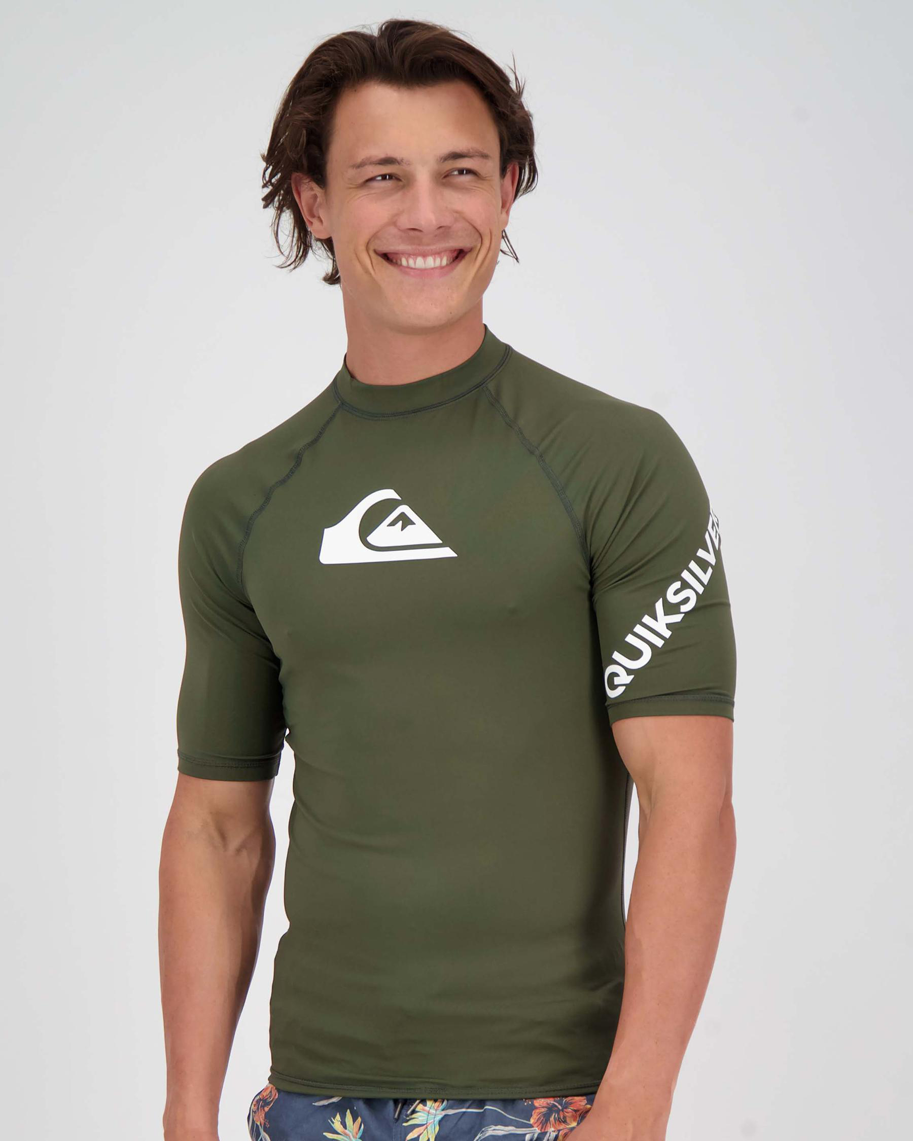 Quiksilver Mens' All Time Short Sleeve Rash Vest In Deep Depths Fast