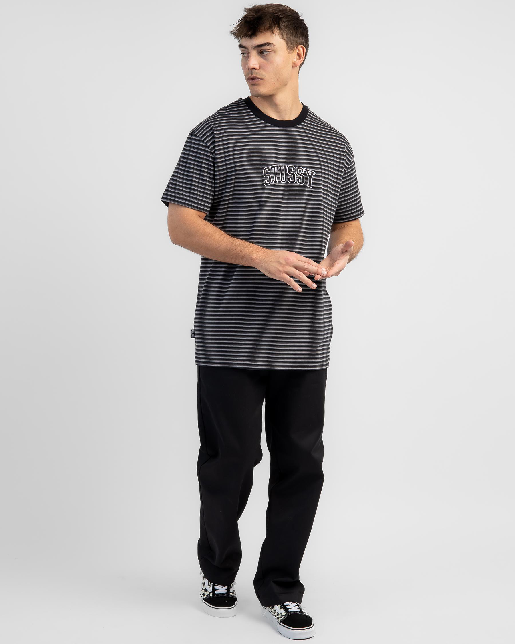 Stussy College Stripe T-Shirt In Black - Fast Shipping & Easy Returns ...