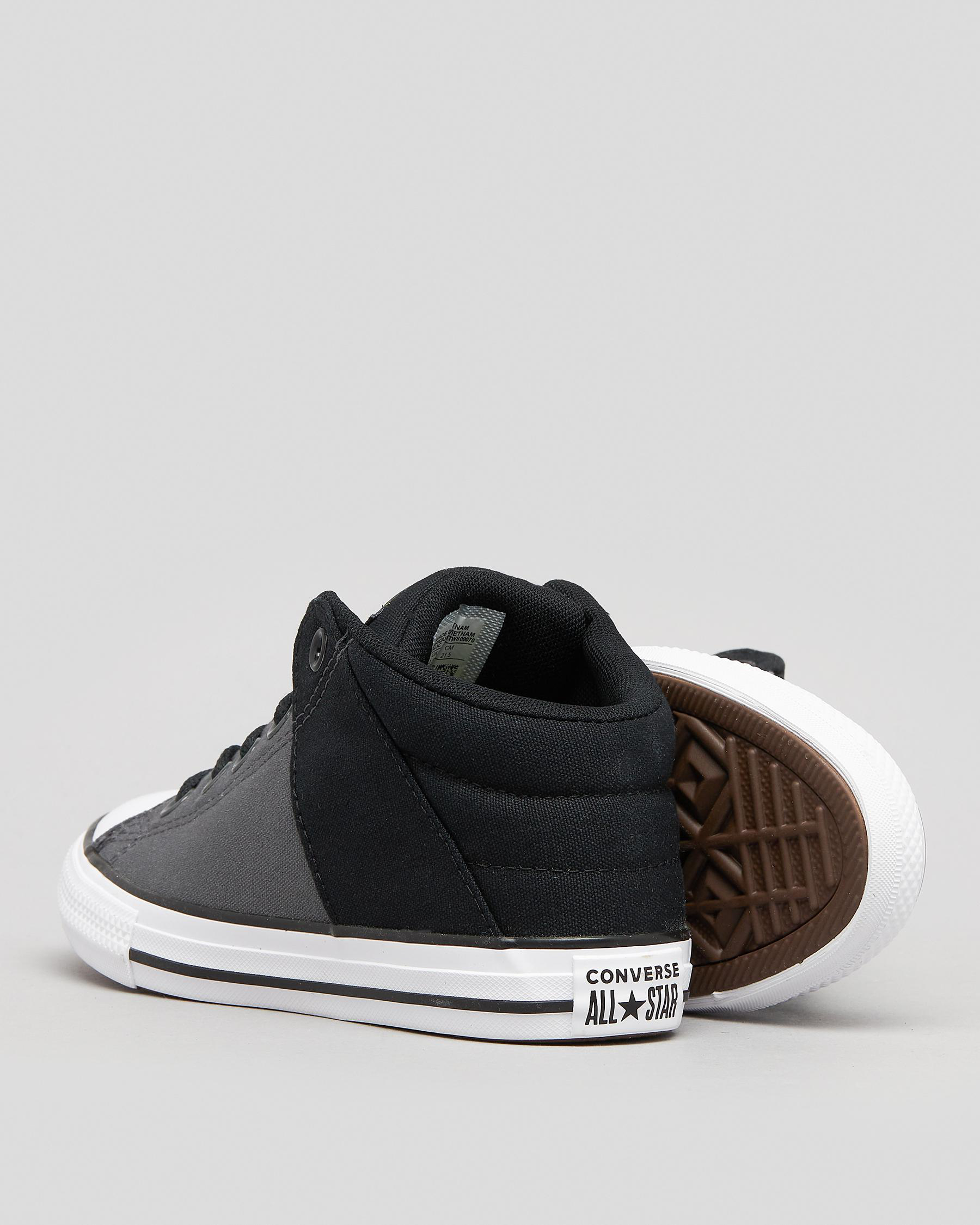 Shop Converse Junior Boys' CTAS Axel Mid Shoes In Iron Grey/black/laser Lemon Fast Shipping