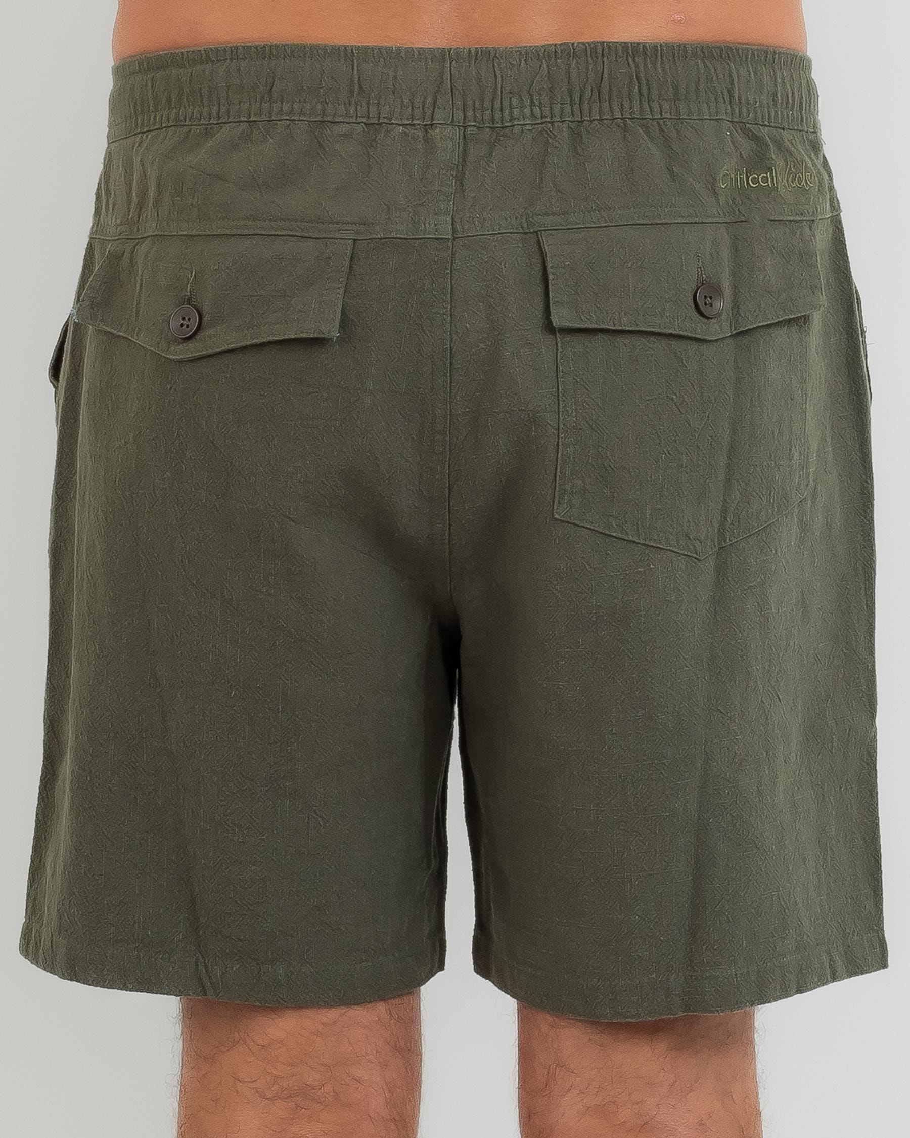 The Critical Slide Society Cruiser Linen Walk Shorts In Military - Fast ...