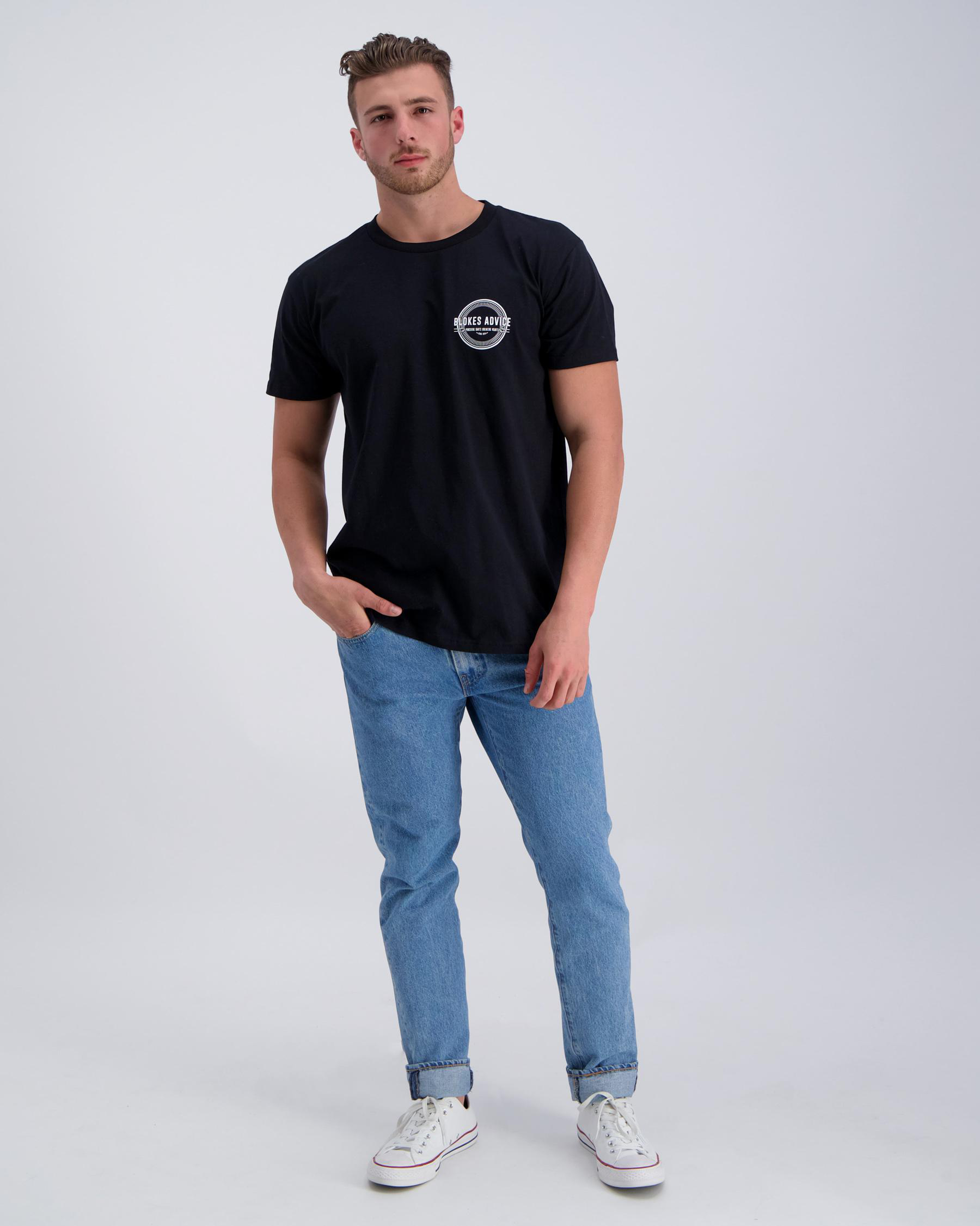 Blokes Advice Circle T-Shirt In Black - Fast Shipping & Easy Returns ...