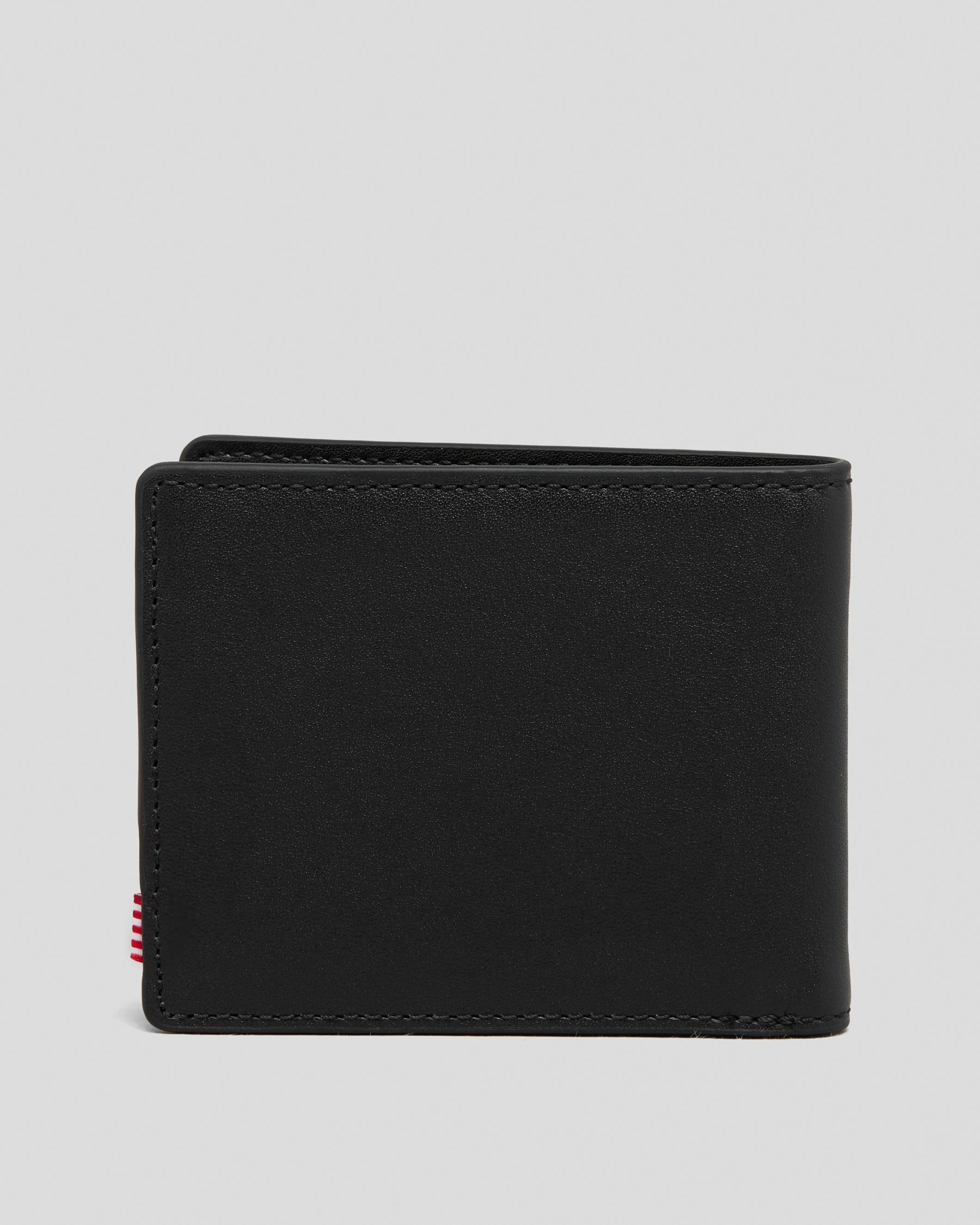 Shop Herschel Hank Leather RFID Wallet In Black Fast Shipping & Easy