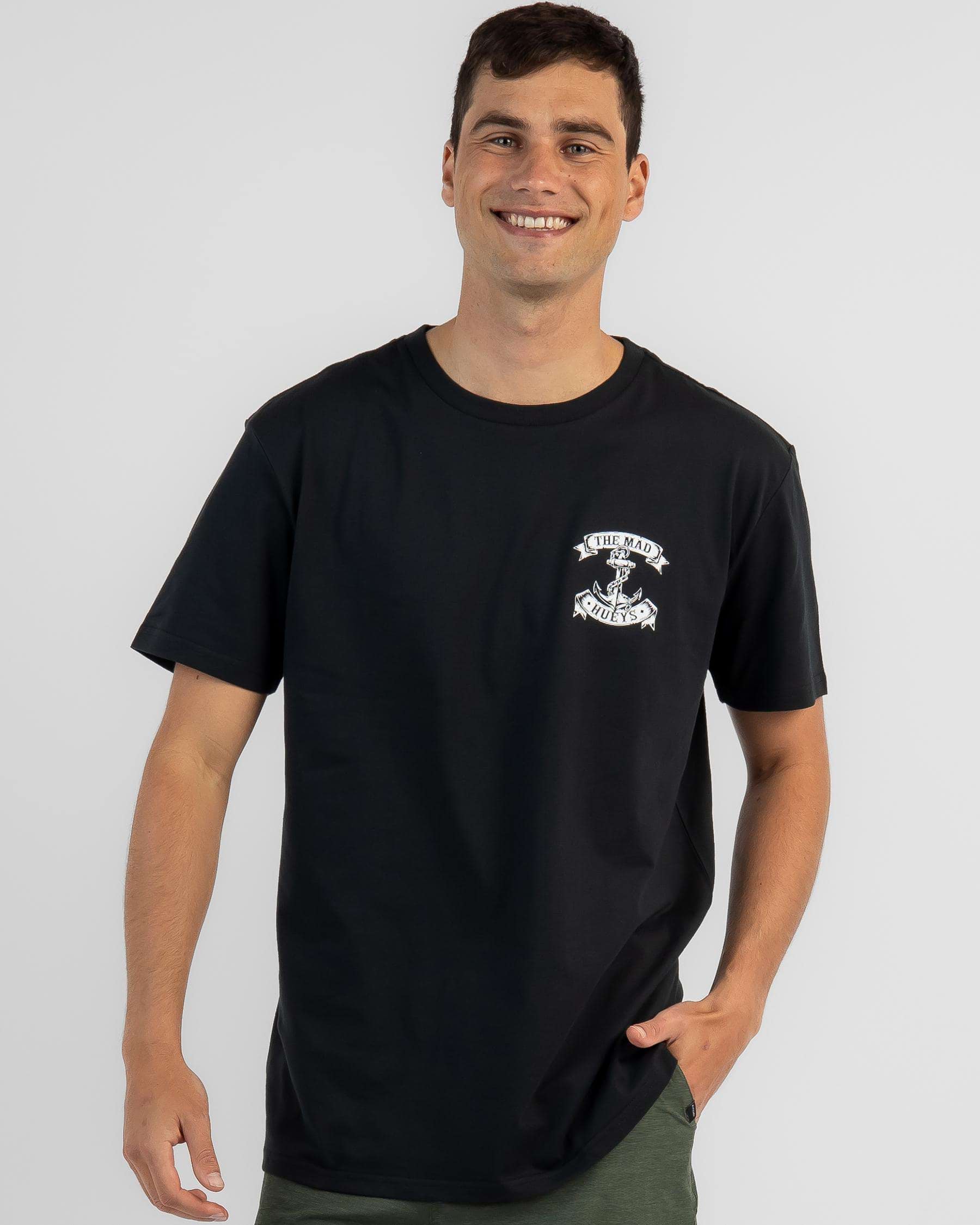 The Mad Hueys Ship Anchor T-Shirt In Black - Fast Shipping & Easy ...