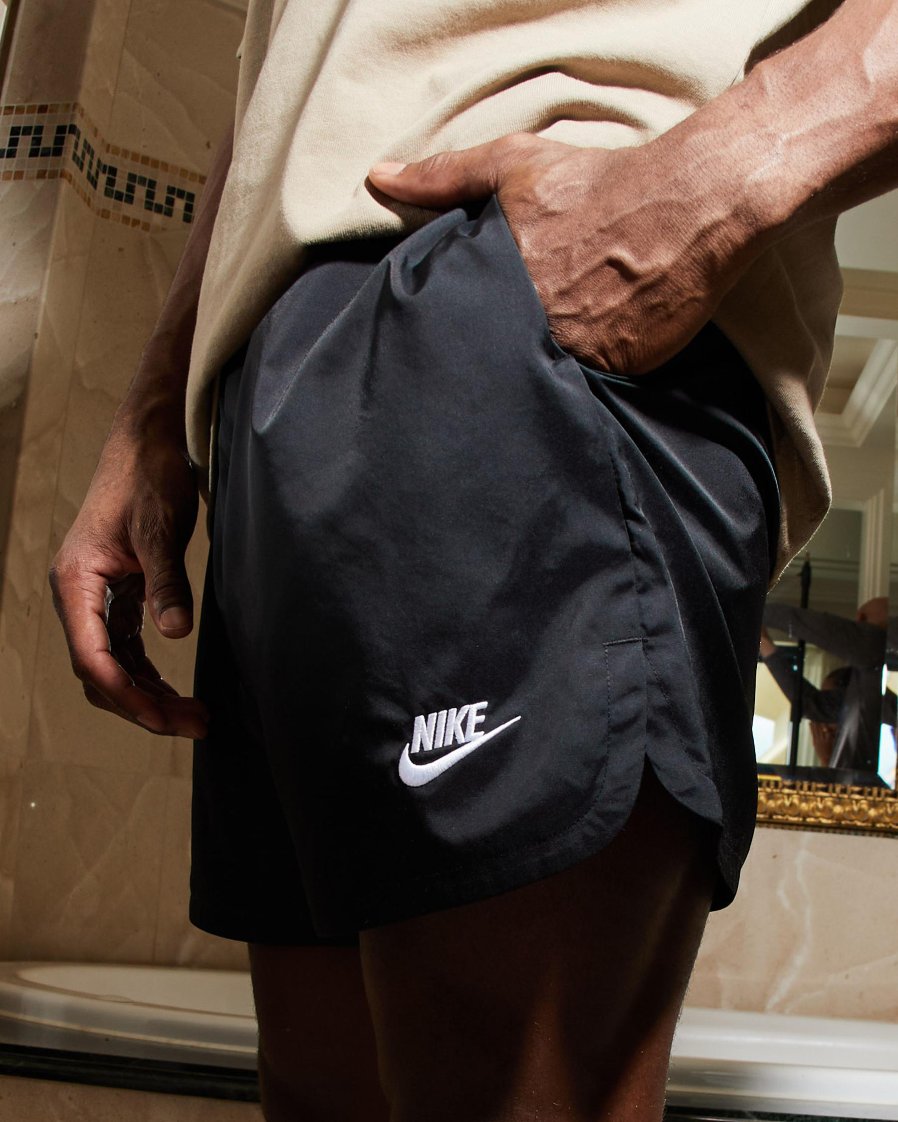 Nike Sportwear Woven Flow Shorts In Black/white Fast Shipping & Easy