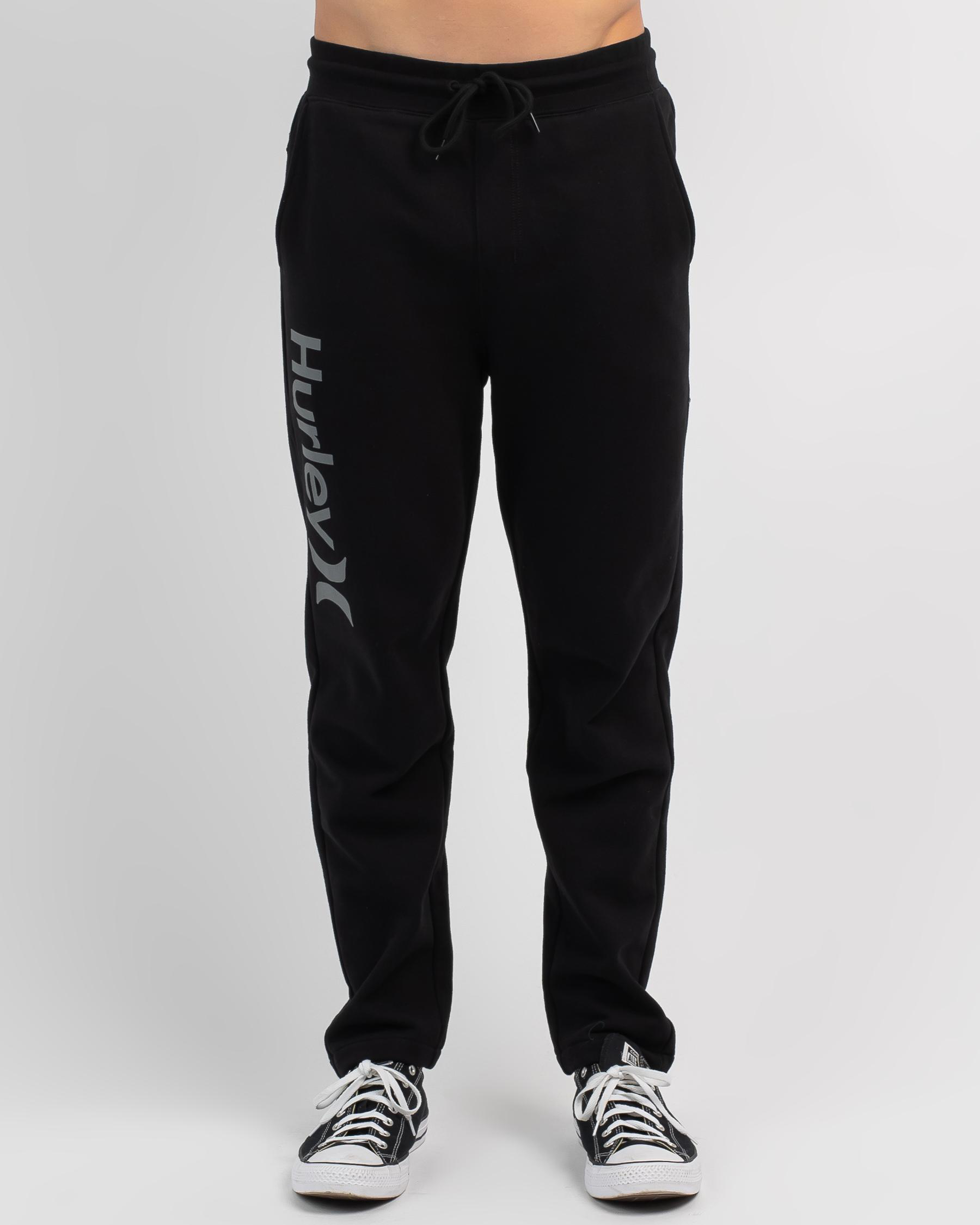 Shop Hurley One And Only Fleece Track Pants In Black/smoke Grey Fast