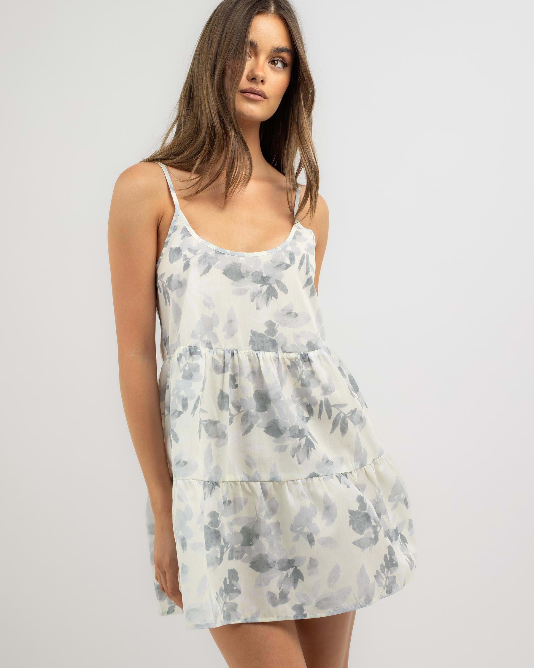 Shop Mooloola Stephanie Dress In Grey Floral - Fast Shipping & Easy ...
