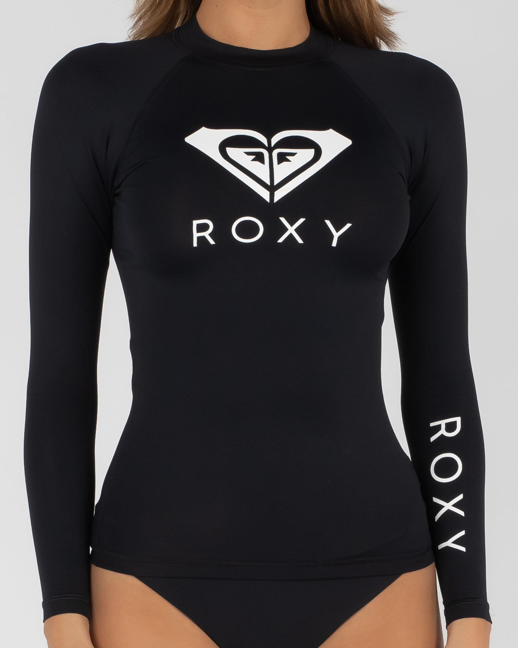 Shop Roxy Beach Classics Long Sleeve Rash Vest In Anthracite Kvj0 ...