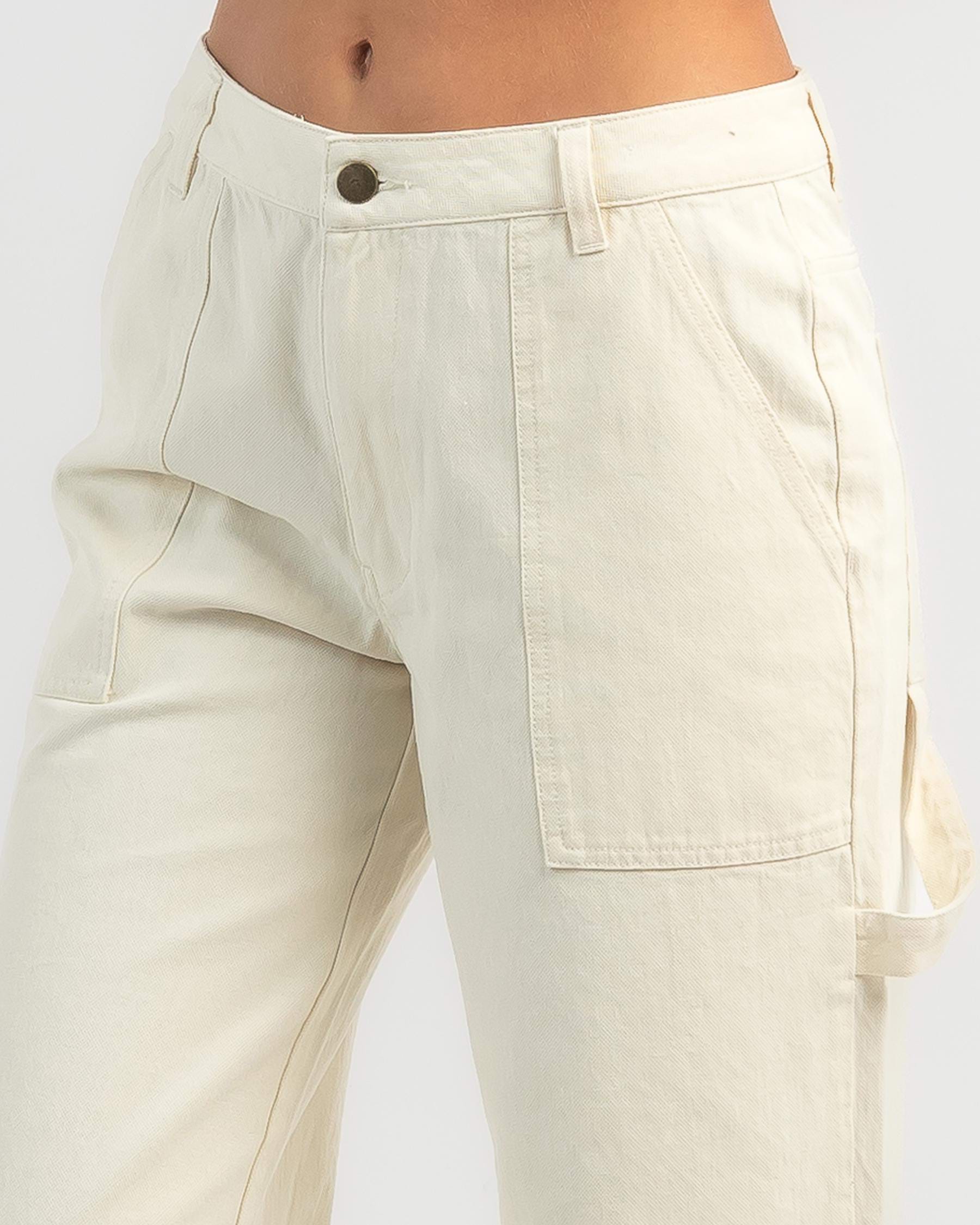 Rusty Billie Mid Rise Carpenter Pants In Coconut Cream - Fast Shipping ...
