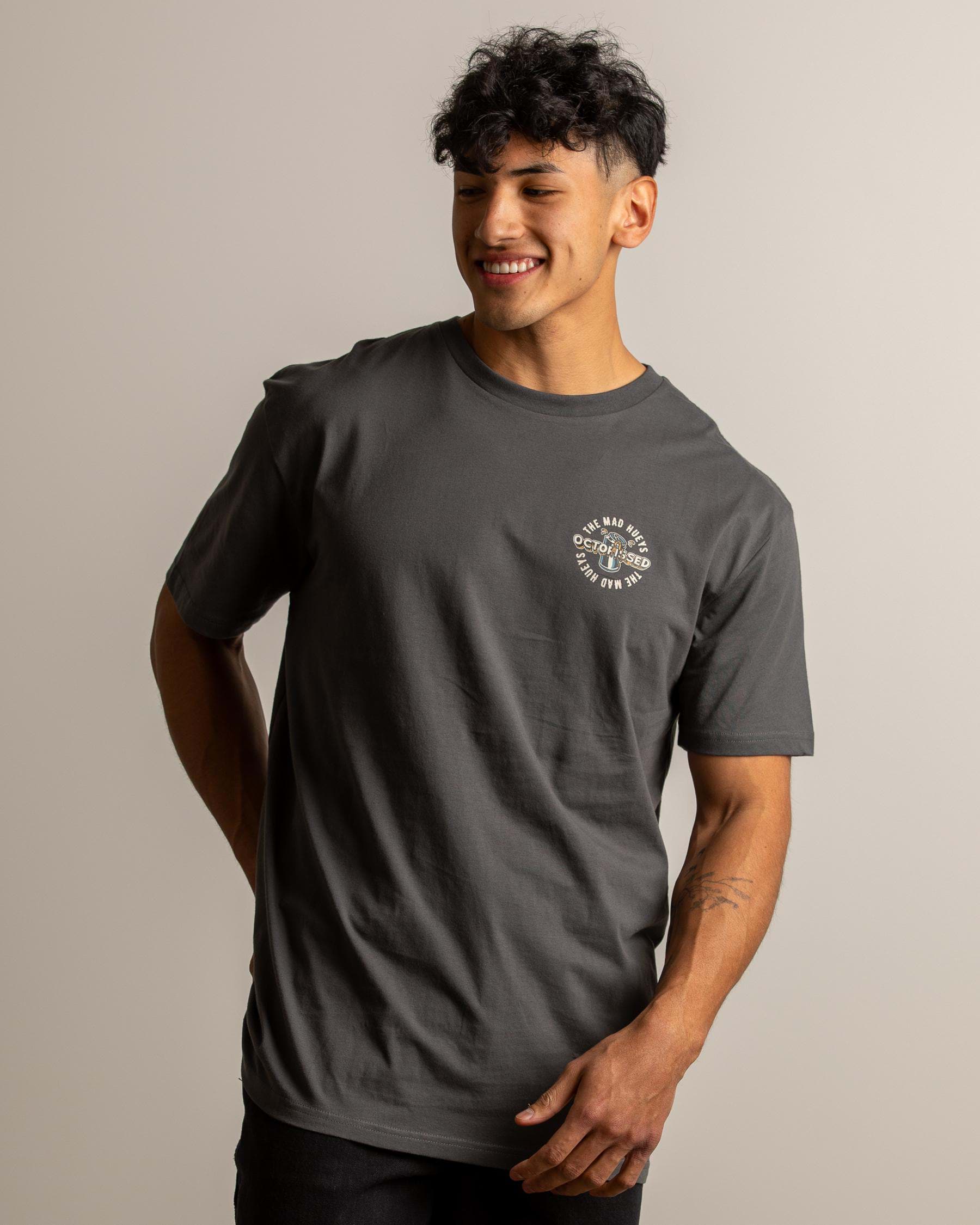 Shop The Mad Hueys Octopissed T-Shirt In Charcoal - Fast Shipping ...