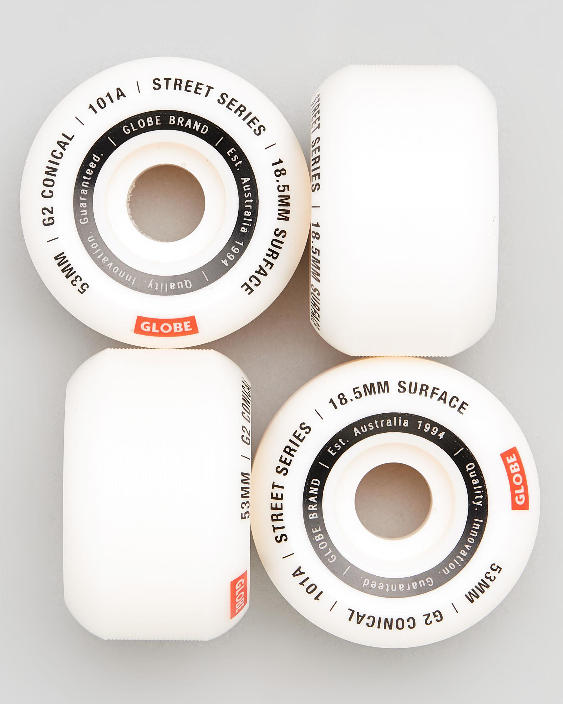 Shop Globe G2 Conical 53mm Street Skateboard Wheels In White/essential
