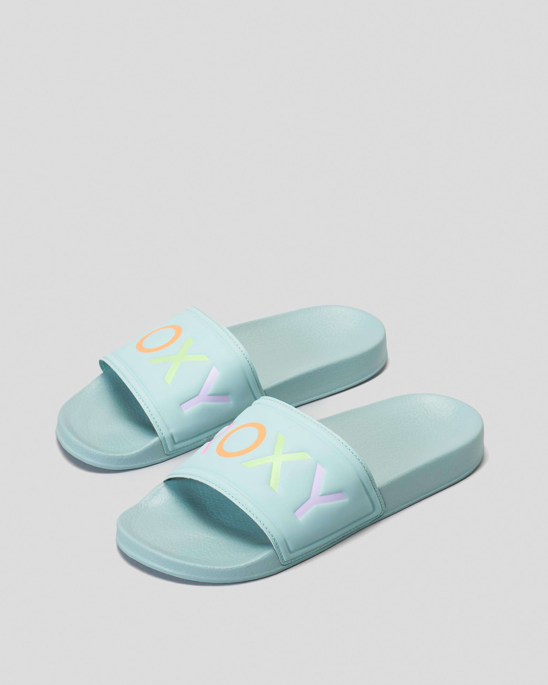Roxy Girls' Slippy Slide Sandals In Blue Surf - Fast Shipping & Easy ...