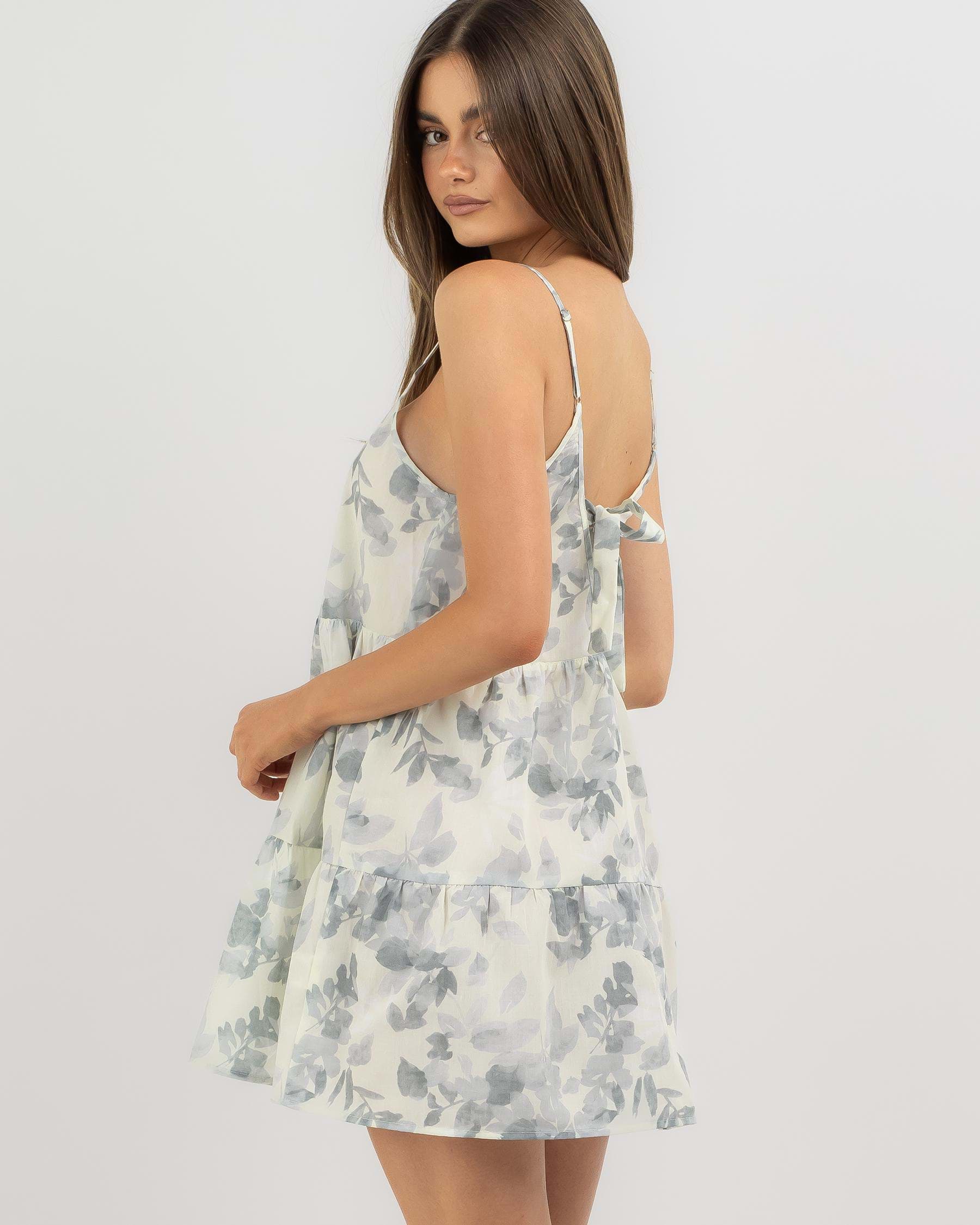 Shop Mooloola Stephanie Dress In Grey Floral - Fast Shipping & Easy ...