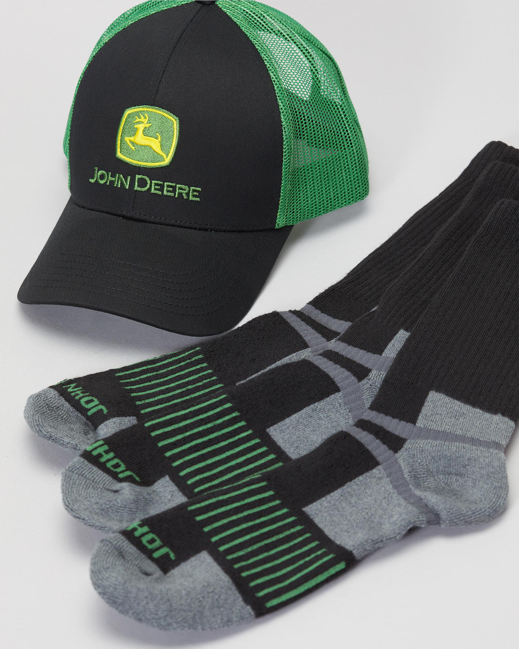 John Deere Cap & Socks Bundle Pack In Black/green FREE* Shipping