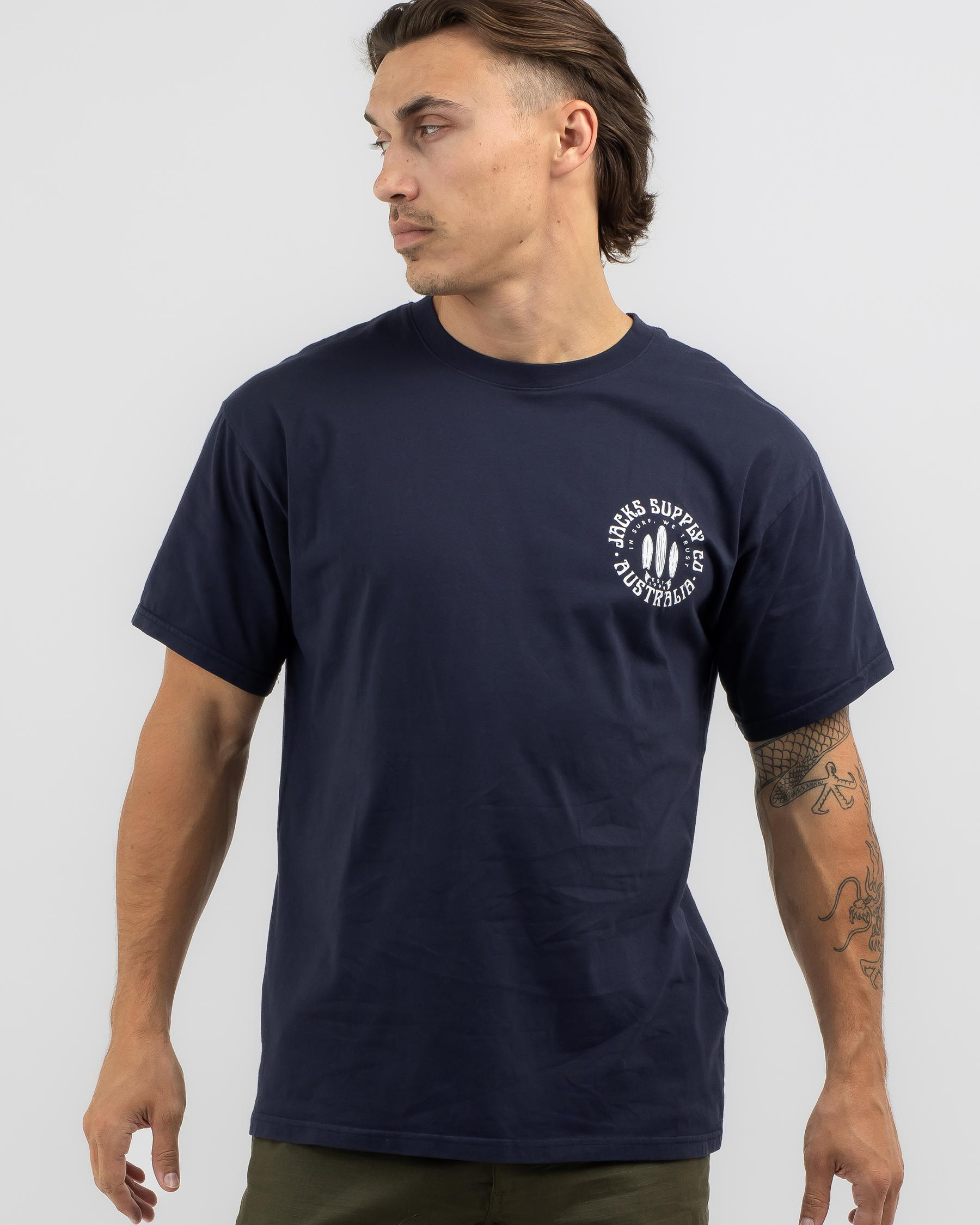 Shop Jacks Longboard TShirt In Washed Navy Fast Shipping & Easy