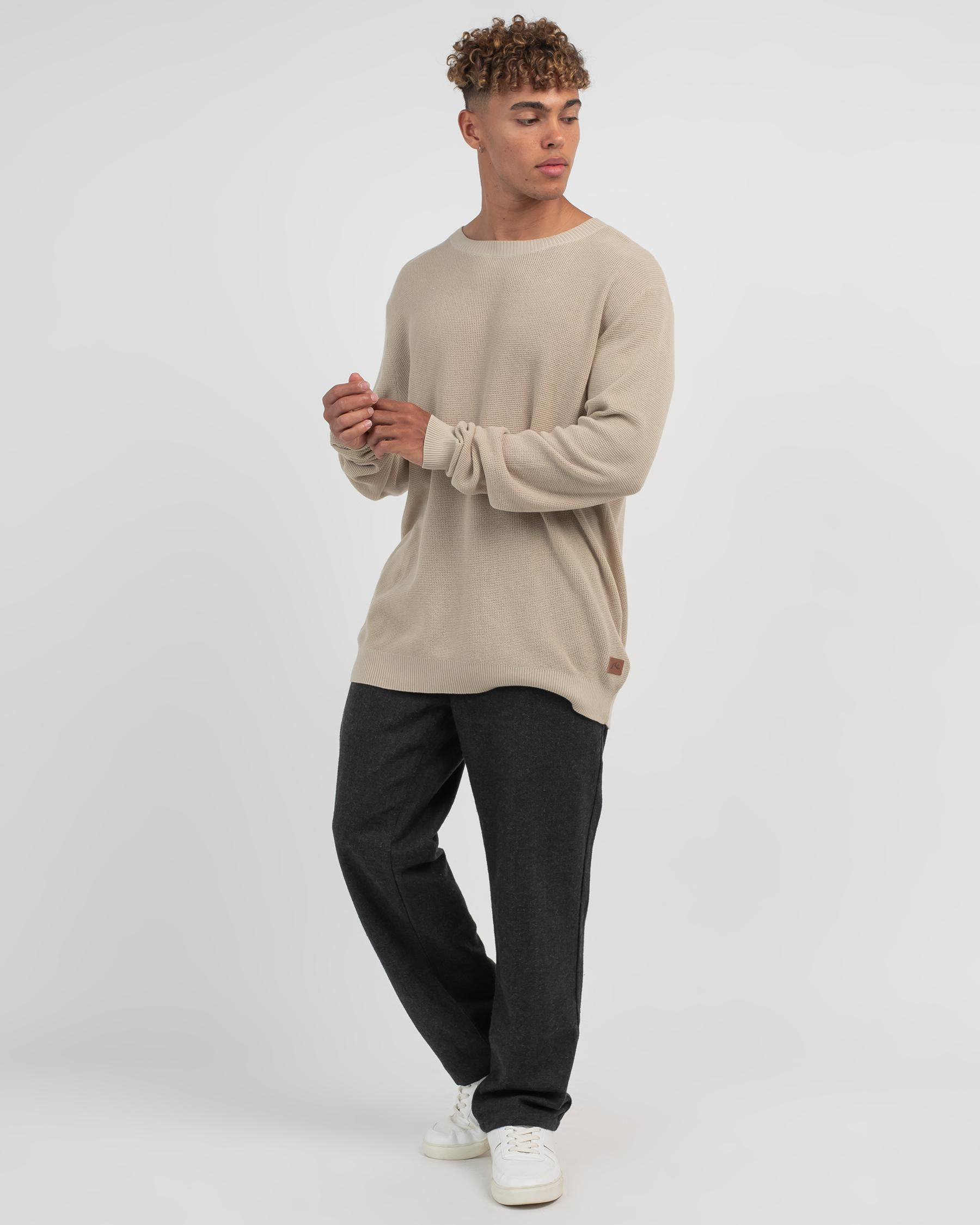 Shop Rusty Cradle Lightweight Crew Knit Sweatshirt In Pumice Stone ...