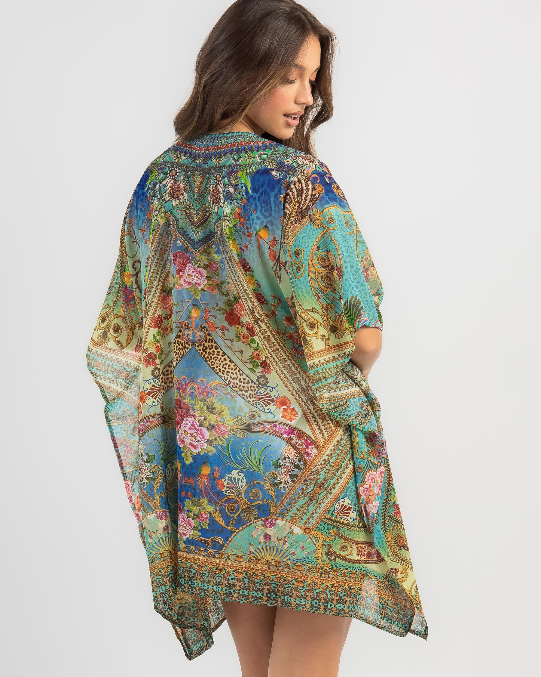 Shop Kaiami Adelita Kaftan Beach Cover In Multi/leopard Fast Shipping & Easy Returns City