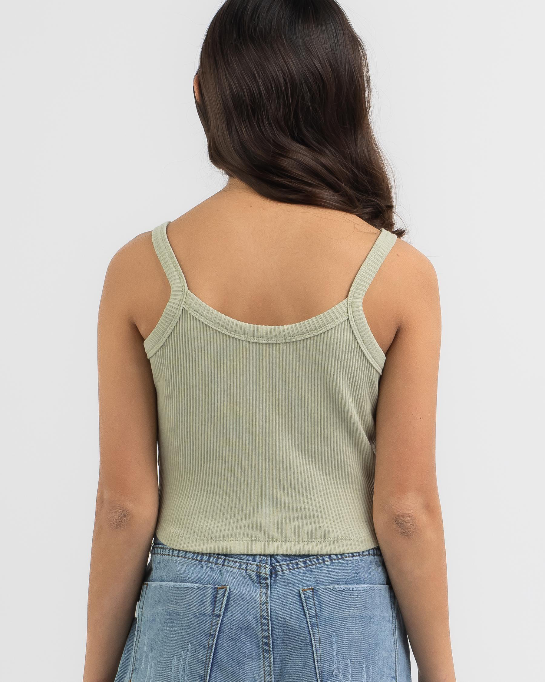 Shop Mooloola Girls' Basic Baby Tank Top In Sage Fast Shipping & Easy