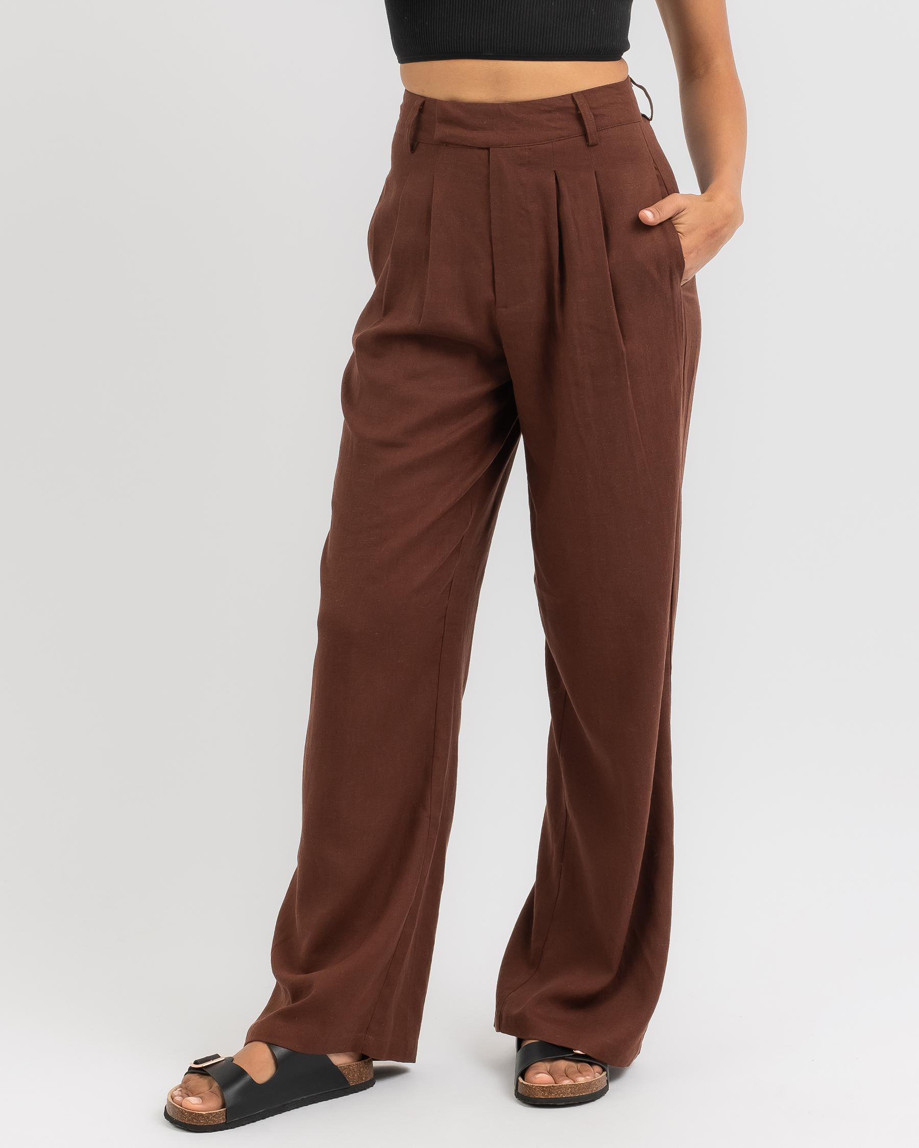 Mooloola Blair Pants In Chocolate - Fast Shipping & Easy Returns - City ...