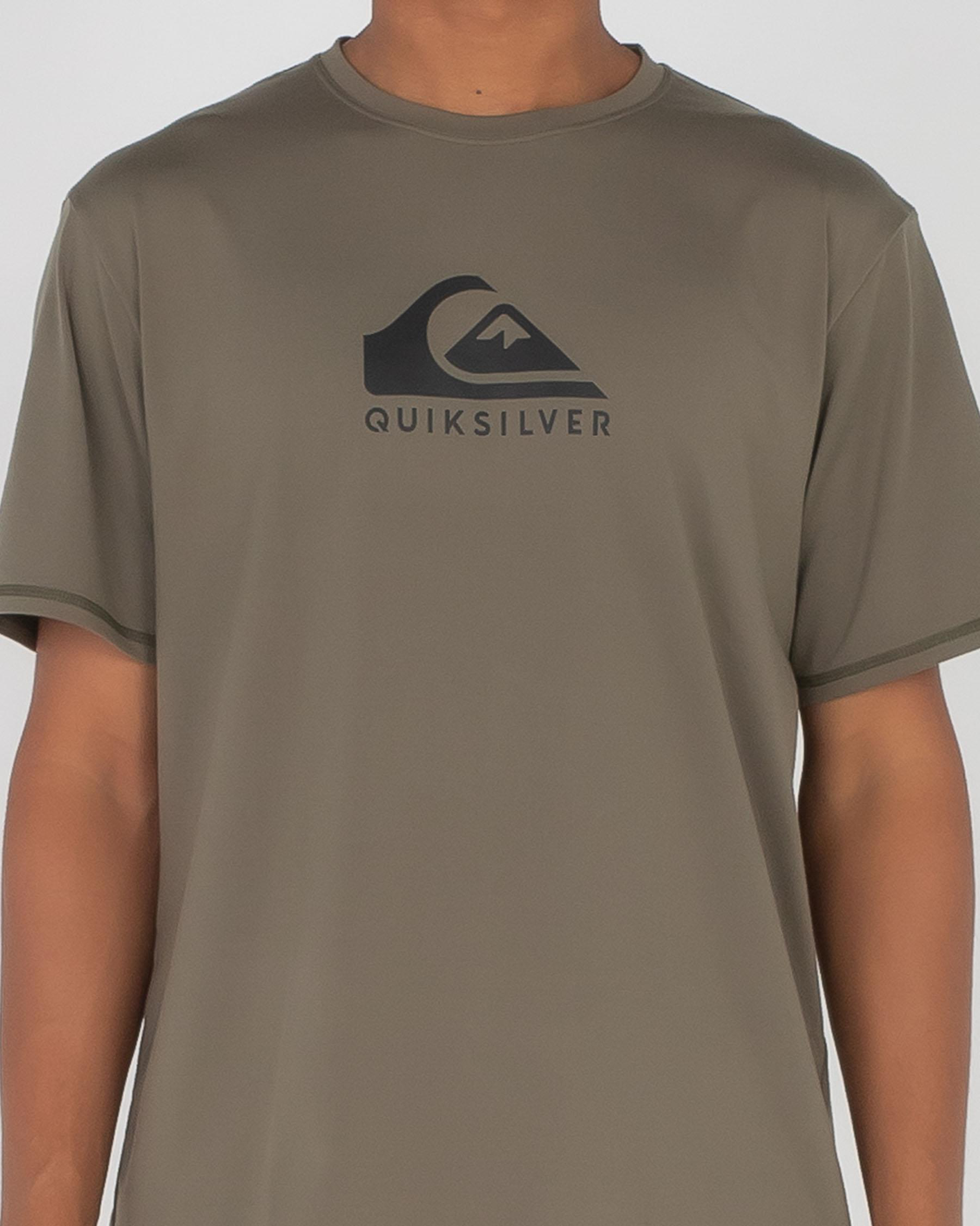 Quiksilver Solid Streak Short Sleeve Rash Vest In Kalamata City Beach