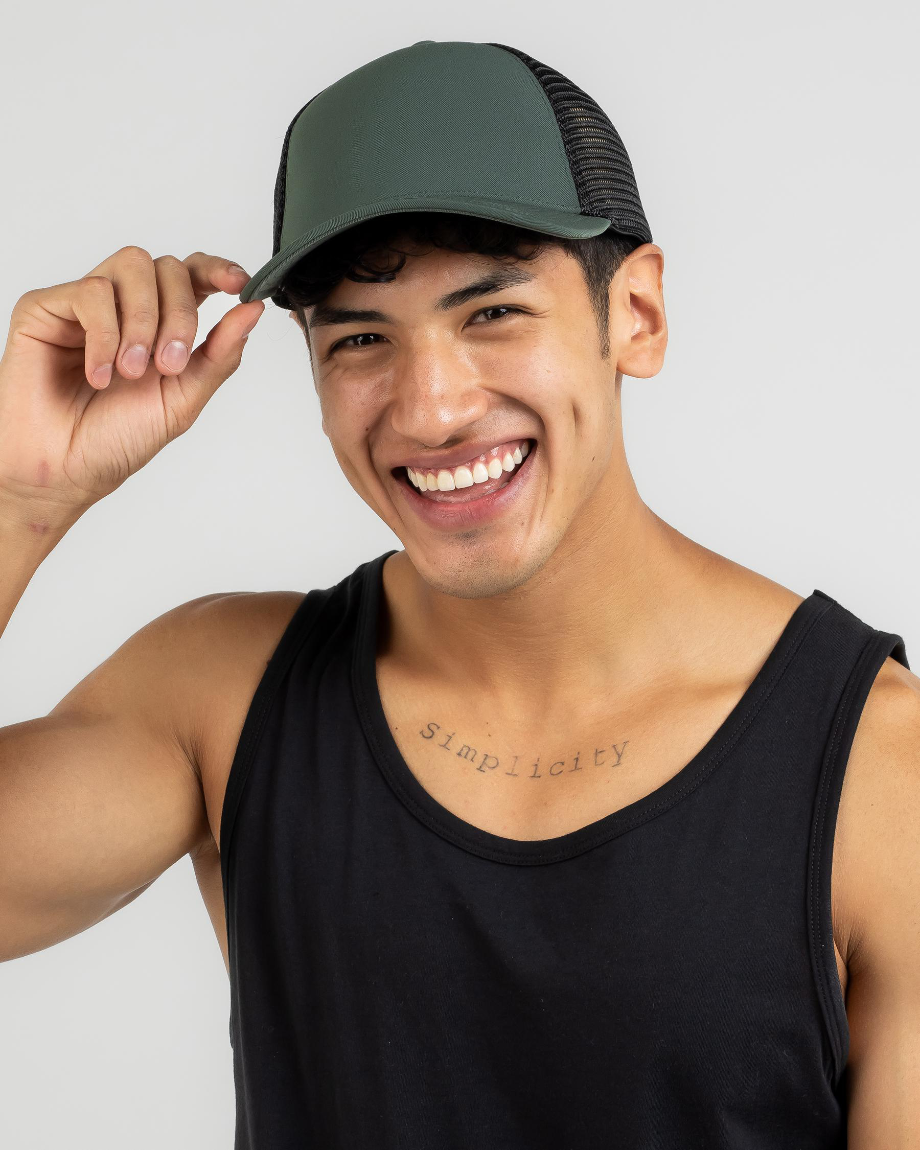 Shop INIVI Seamless 2 Panel Snapback Cap In Olive Green Black Fast