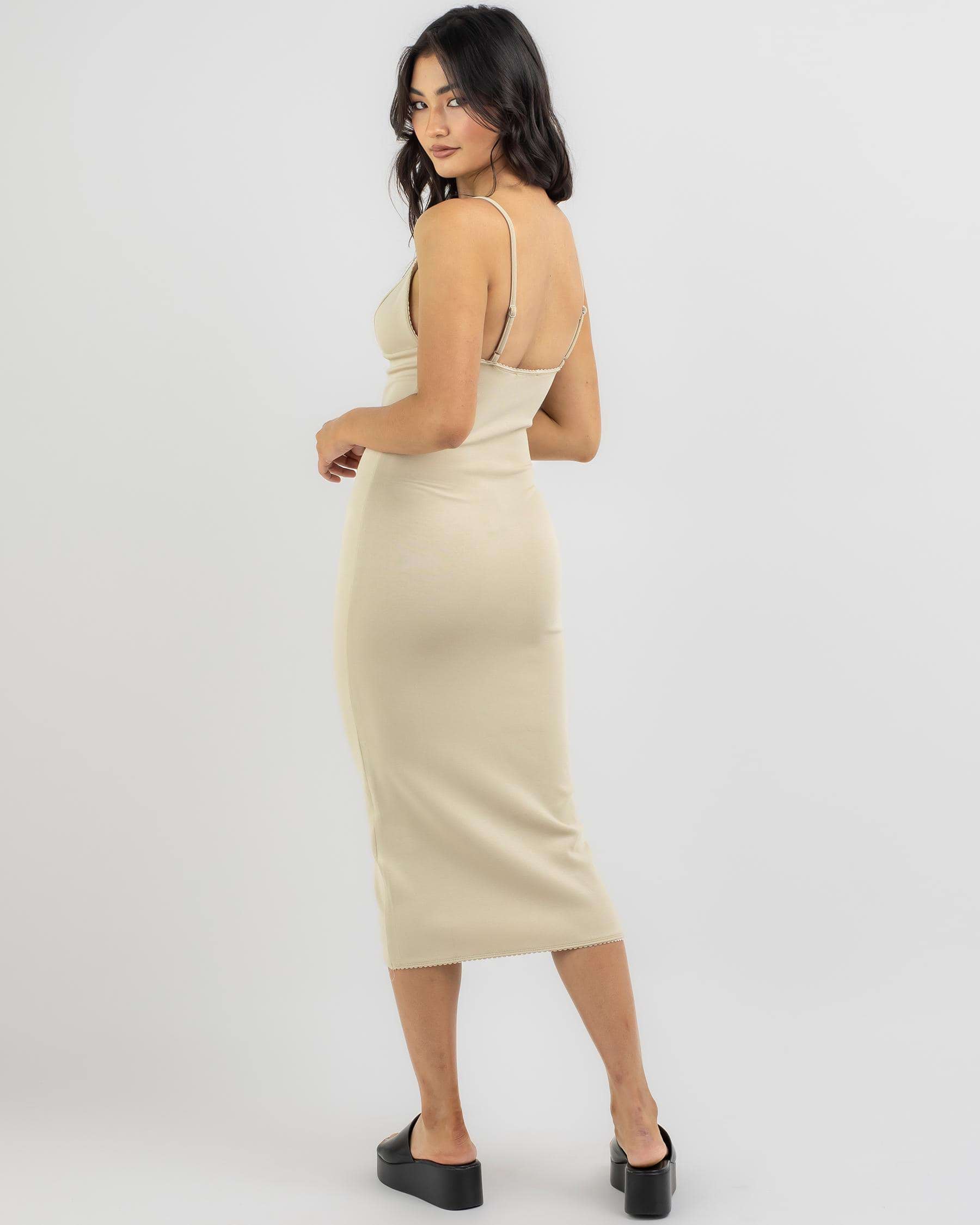 Shop Ava And Ever Whitney Midi Dress In Stone - Fast Shipping & Easy ...