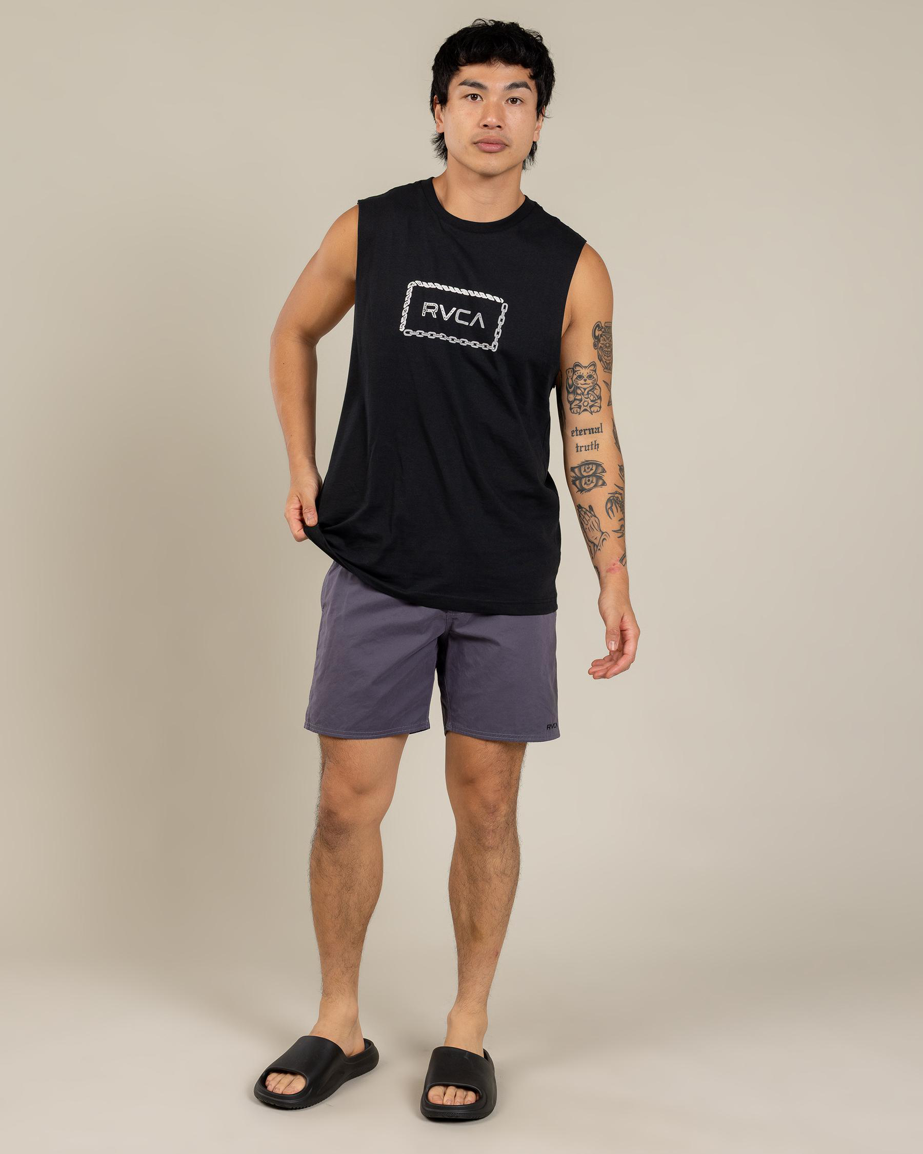 Shop RVCA Opposites Elastic 2 Shorts In Timber Fast Shipping & Easy