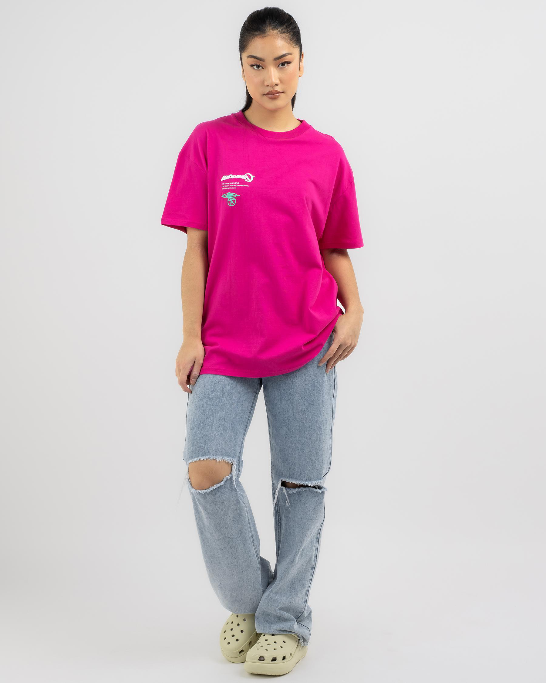 Shop Wndrr Outta World Box Fit TShirt In Magenta Fast Shipping