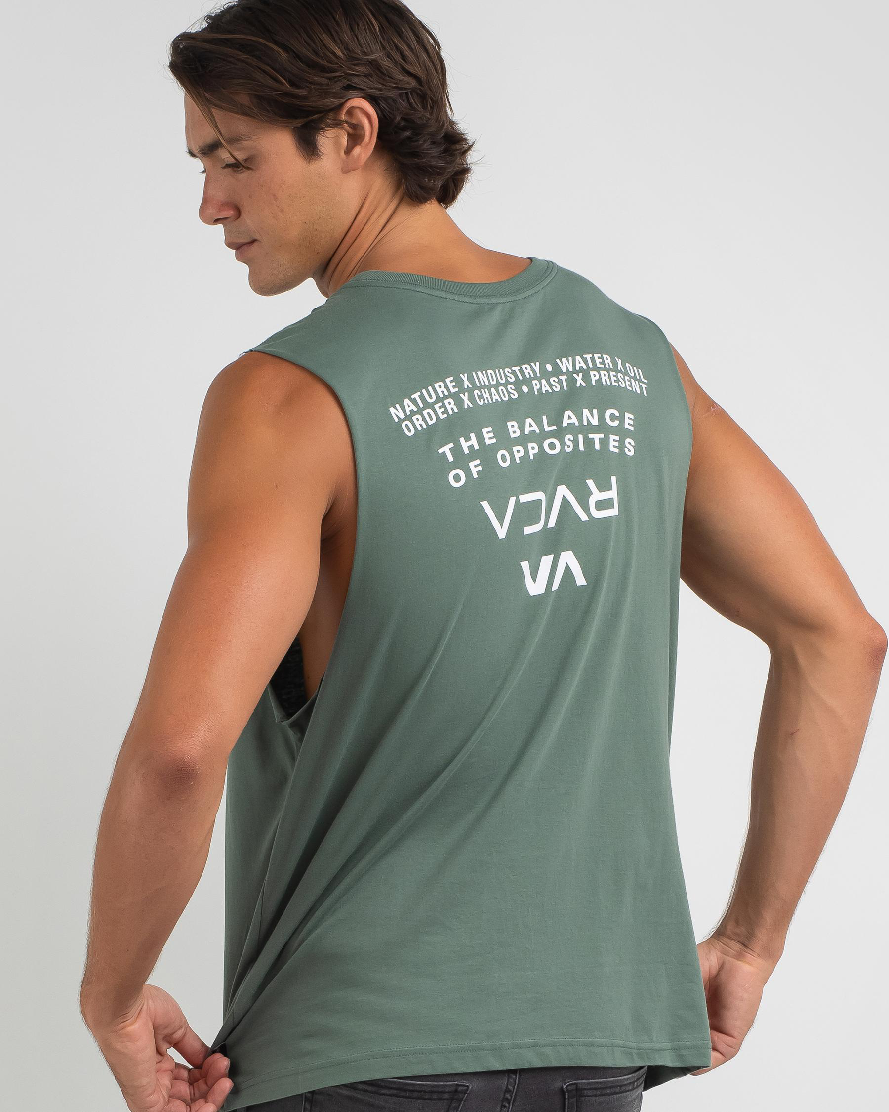 Shop RVCA Slice Muscle Tank In Balsam Green Fast Shipping & Easy