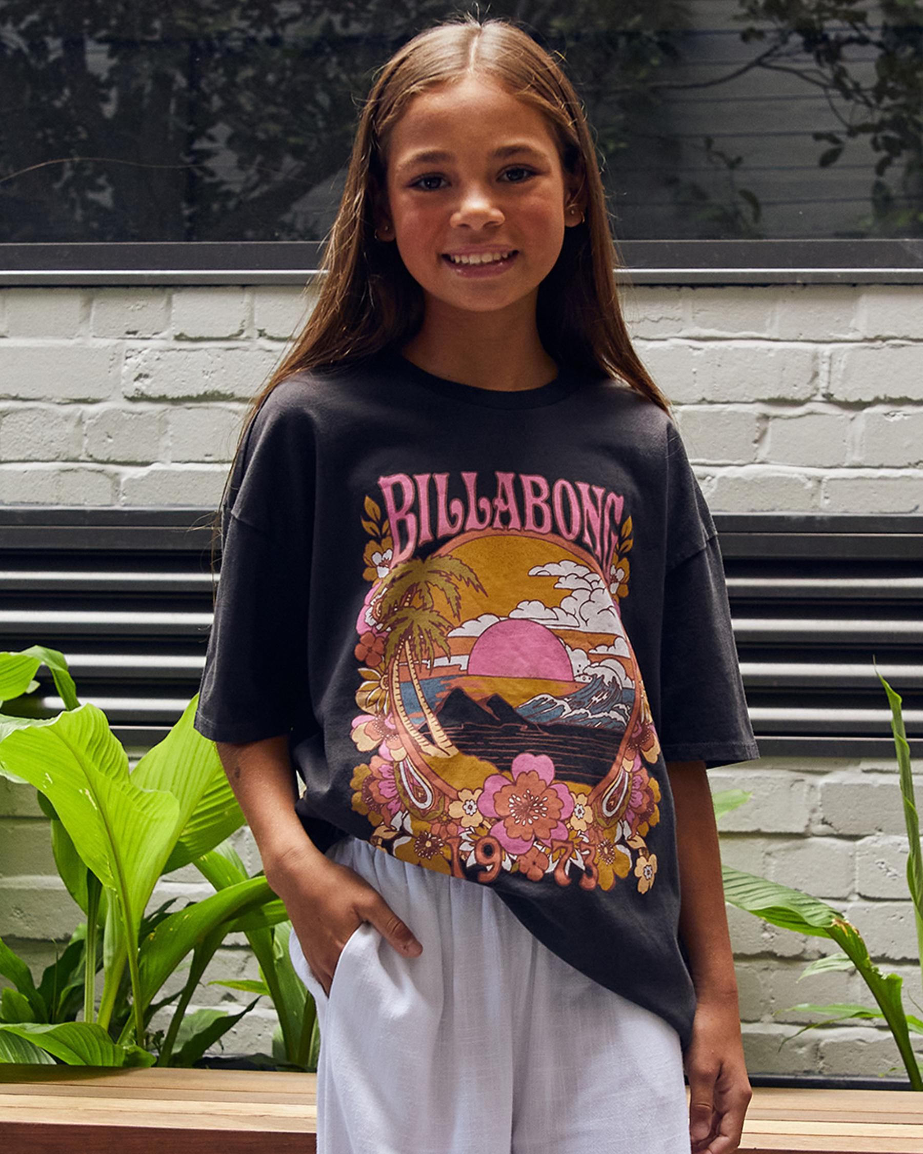 Billabong Girls' Back In Time T-Shirt In Off Black - Fast Shipping ...