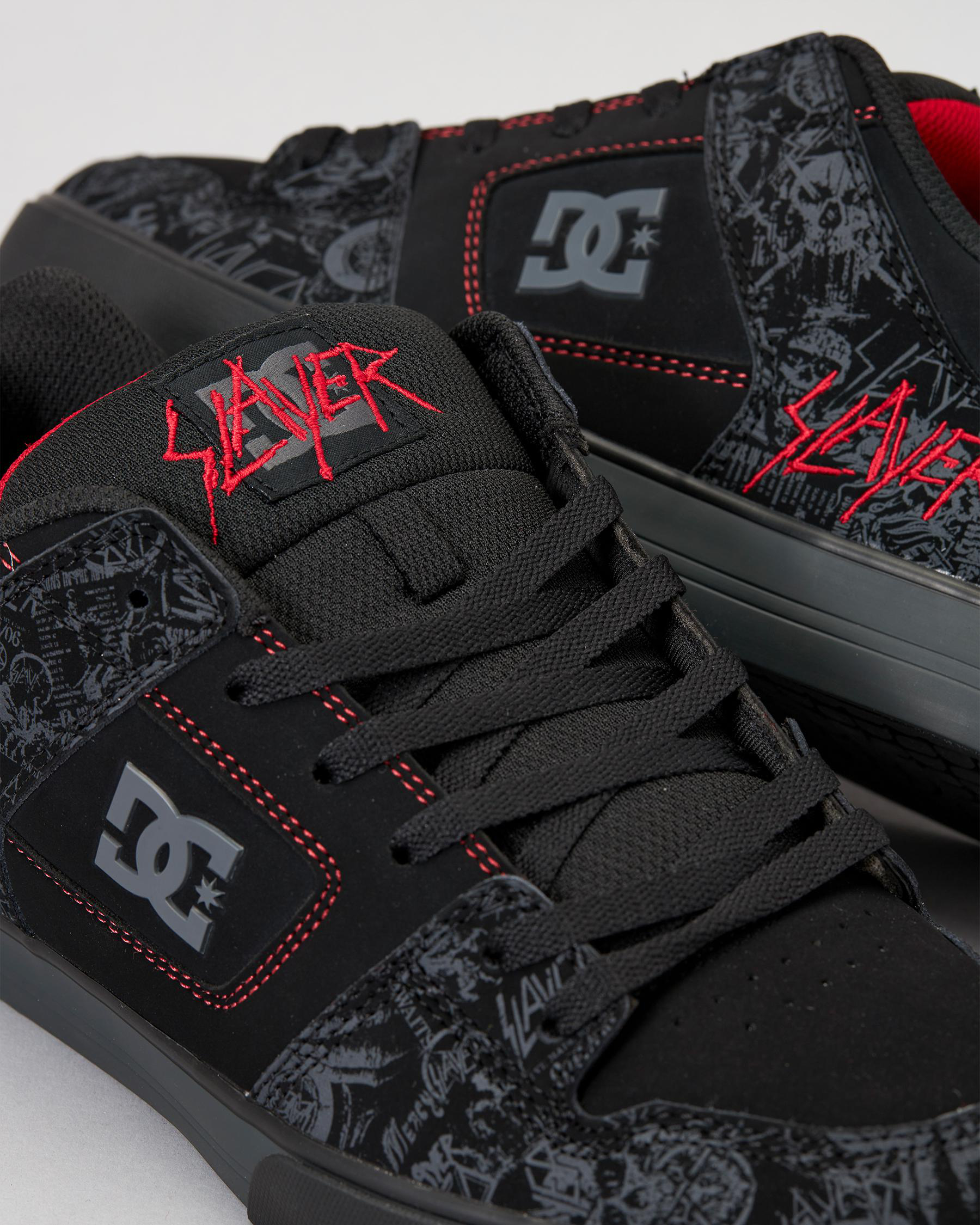 Shop DC Shoes Slayer Pure Shoes In Black/grey/red Fast Shipping