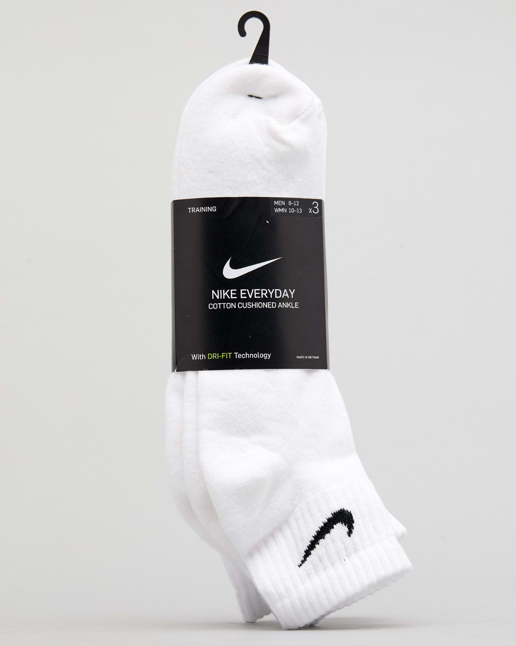 Nike Womens Everyday Cushion Ankle Sock Pack In White - Fast Shipping ...