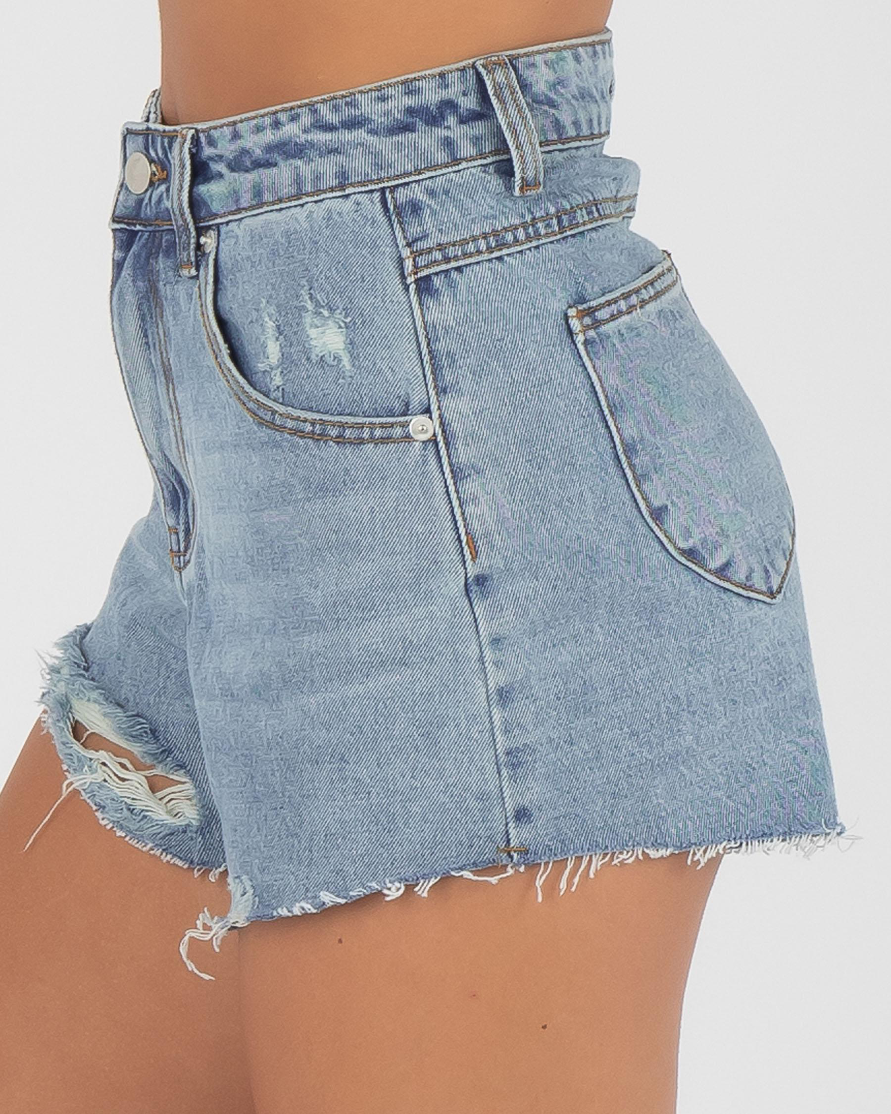 Shop One Way Fashion Vibe Shorts In Mid Blue Fast Shipping & Easy