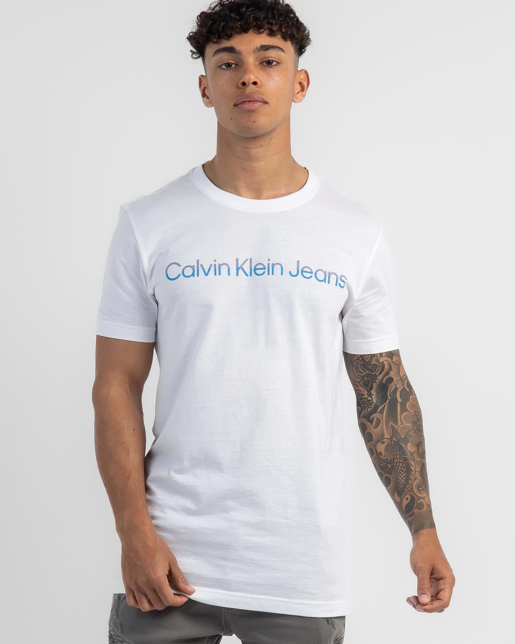 Calvin Klein Mixed Institutional T-Shirt In Bright White | City Beach ...
