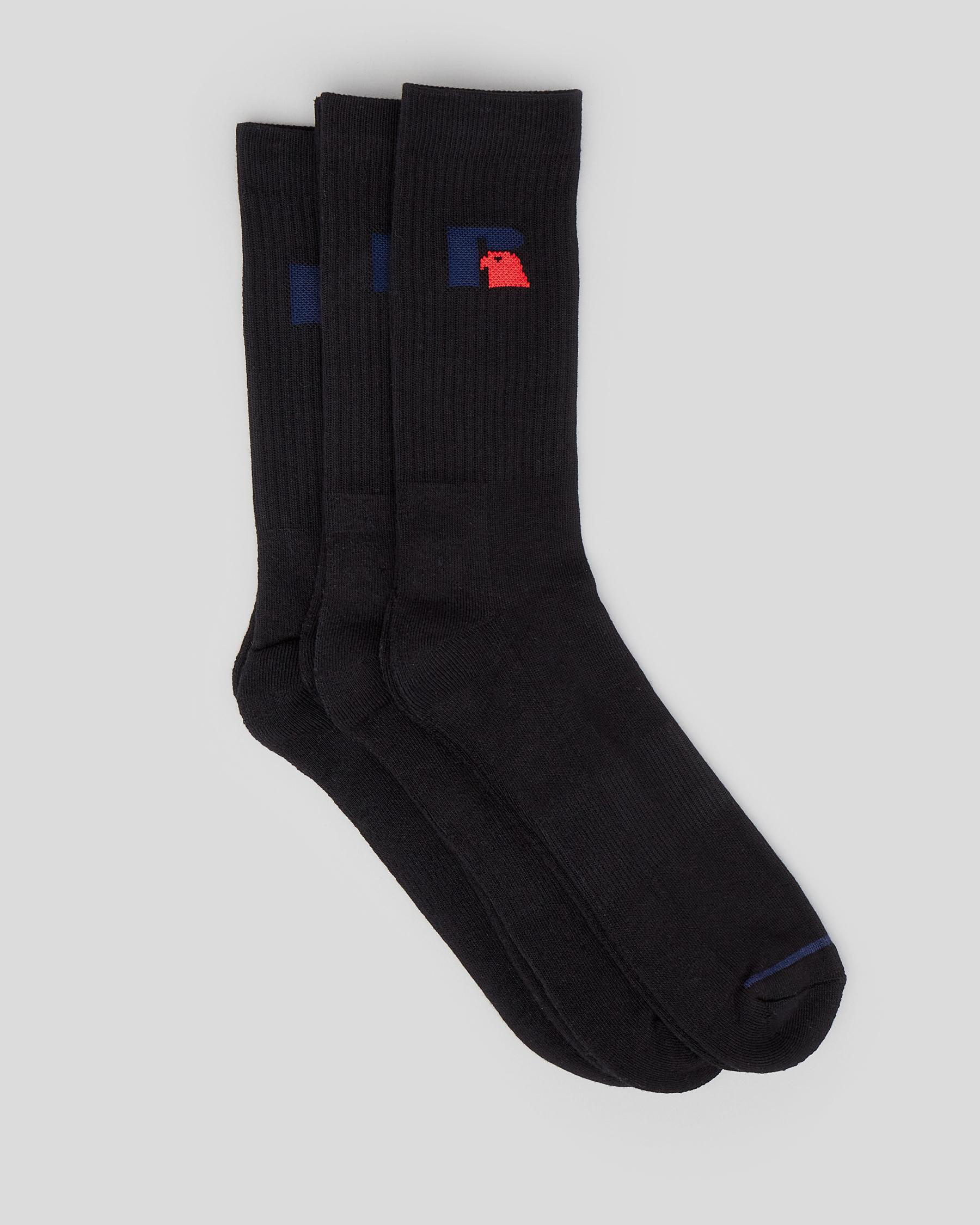 Shop Russell Athletic Russell Athletic Classic Socks 3 Pack In Black