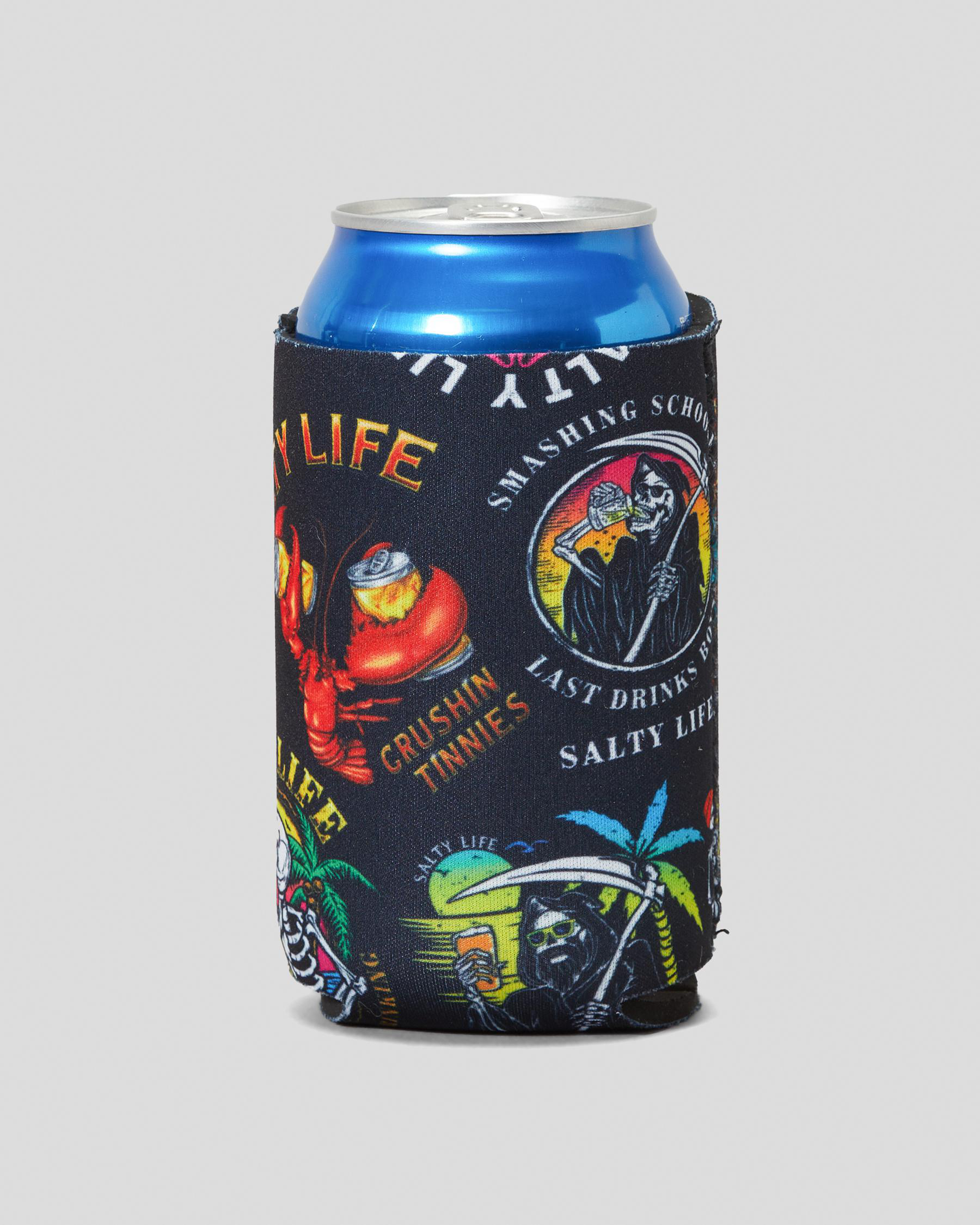 Salty Life Classics Stubby Cooler In Black/multi FREE* Shipping