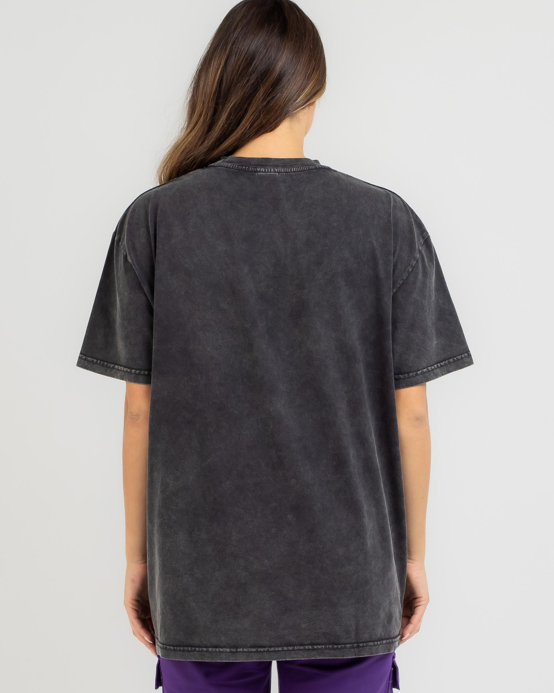 Shop Wndrr Tarmac Vintage Fit TShirt In Washed Black Fast Shipping