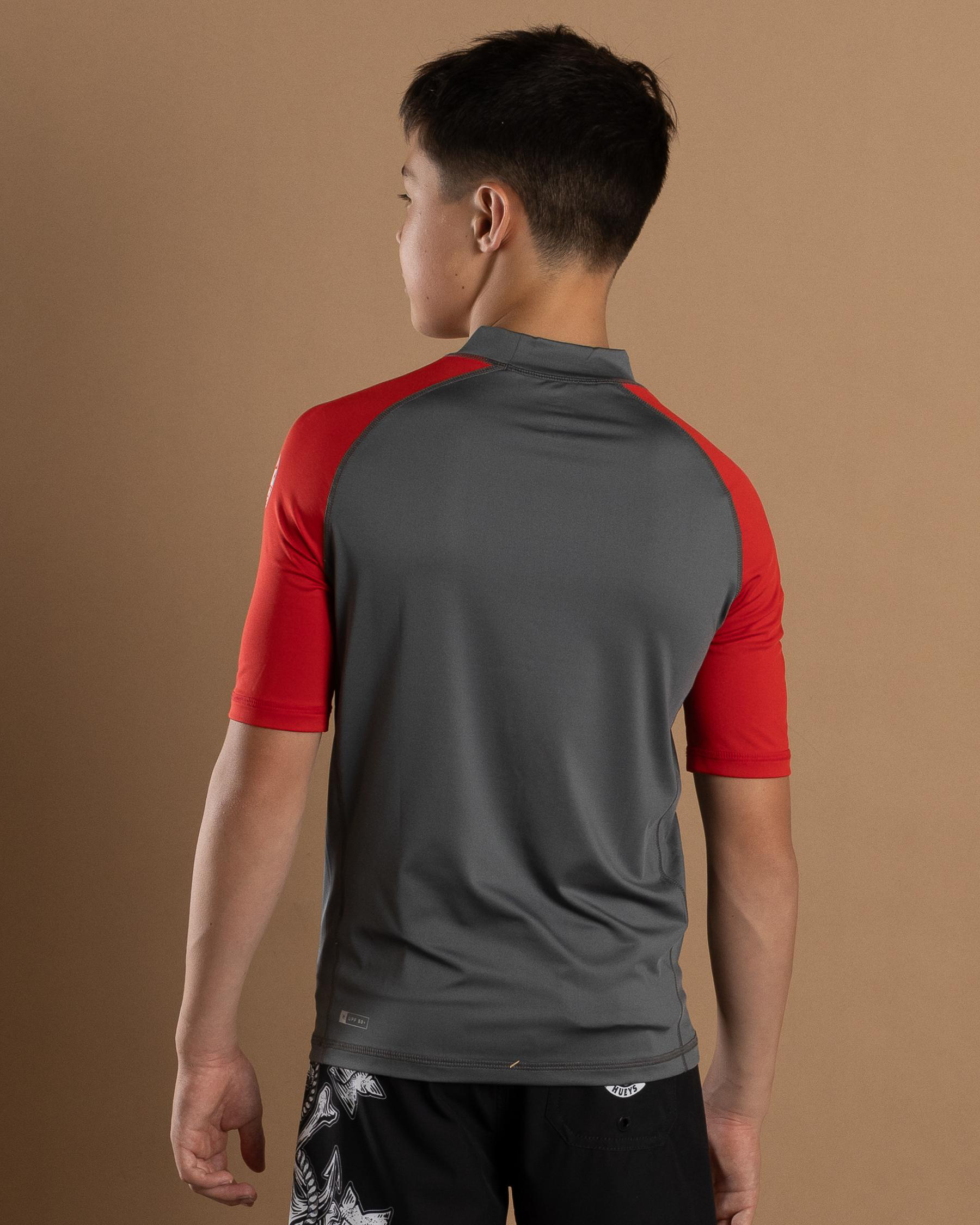 Shop Rip Curl Boys' Shock Short Sleeve Rash Vest In Red Fast Shipping