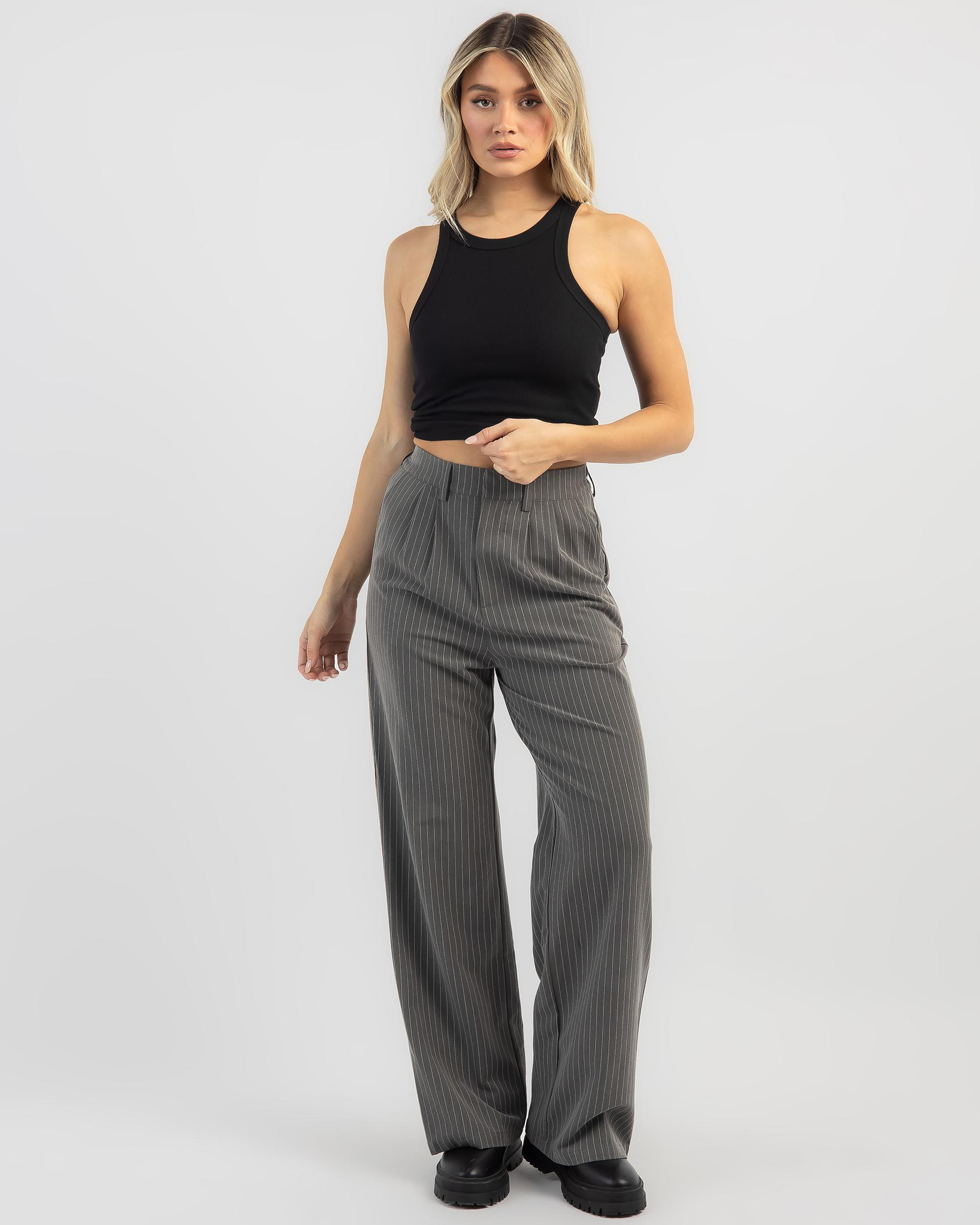 Shop Mooloola Basic Rib Racer Tank Top In Black - Fast Shipping & Easy ...