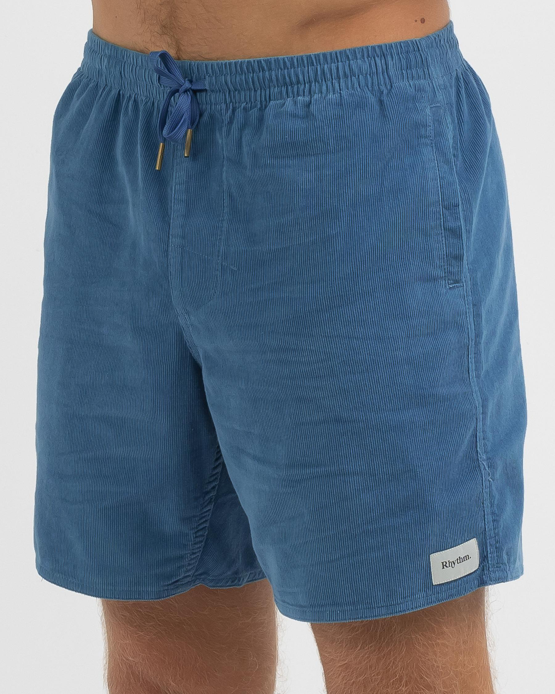 Shop Rhythm Classic Cord Jam Walk Shorts In Slate Fast Shipping