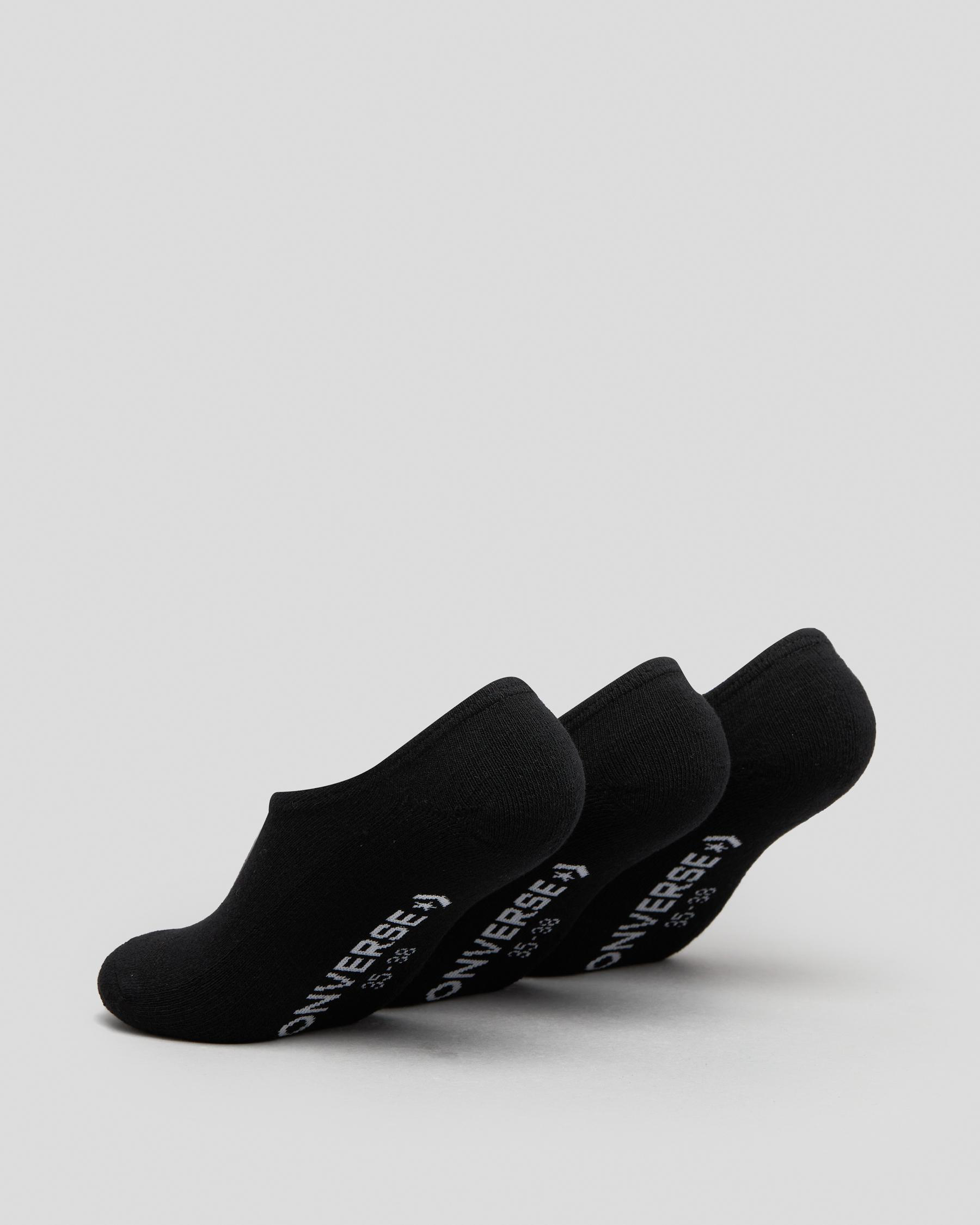 Shop Converse Boys' Invisible Socks 3 Pack In Black Fast Shipping