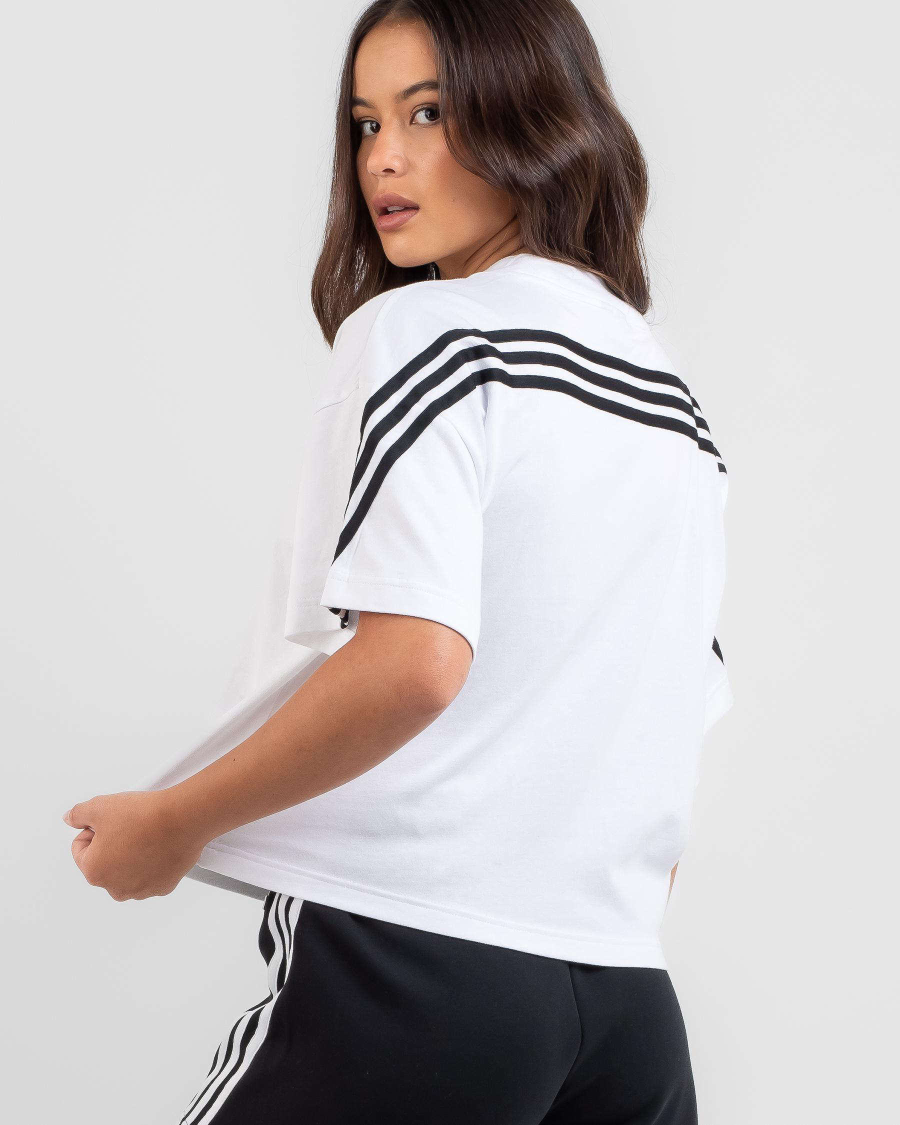Shop adidas Future Icons 3 Stripe TShirt In White Fast Shipping
