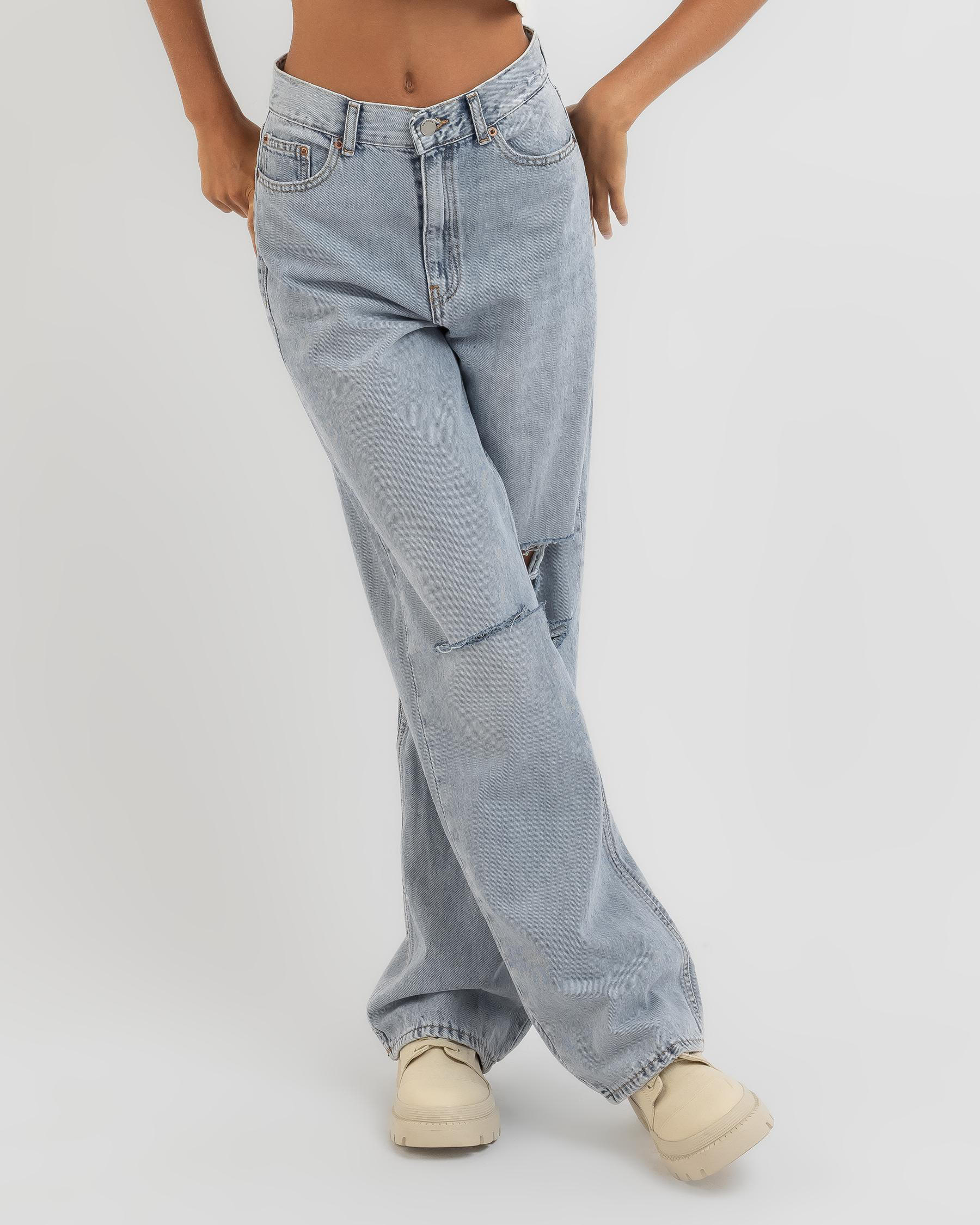 Shop Dr Denim Echo Jeans In Bleach Sky Ripped - Fast Shipping & Easy ...