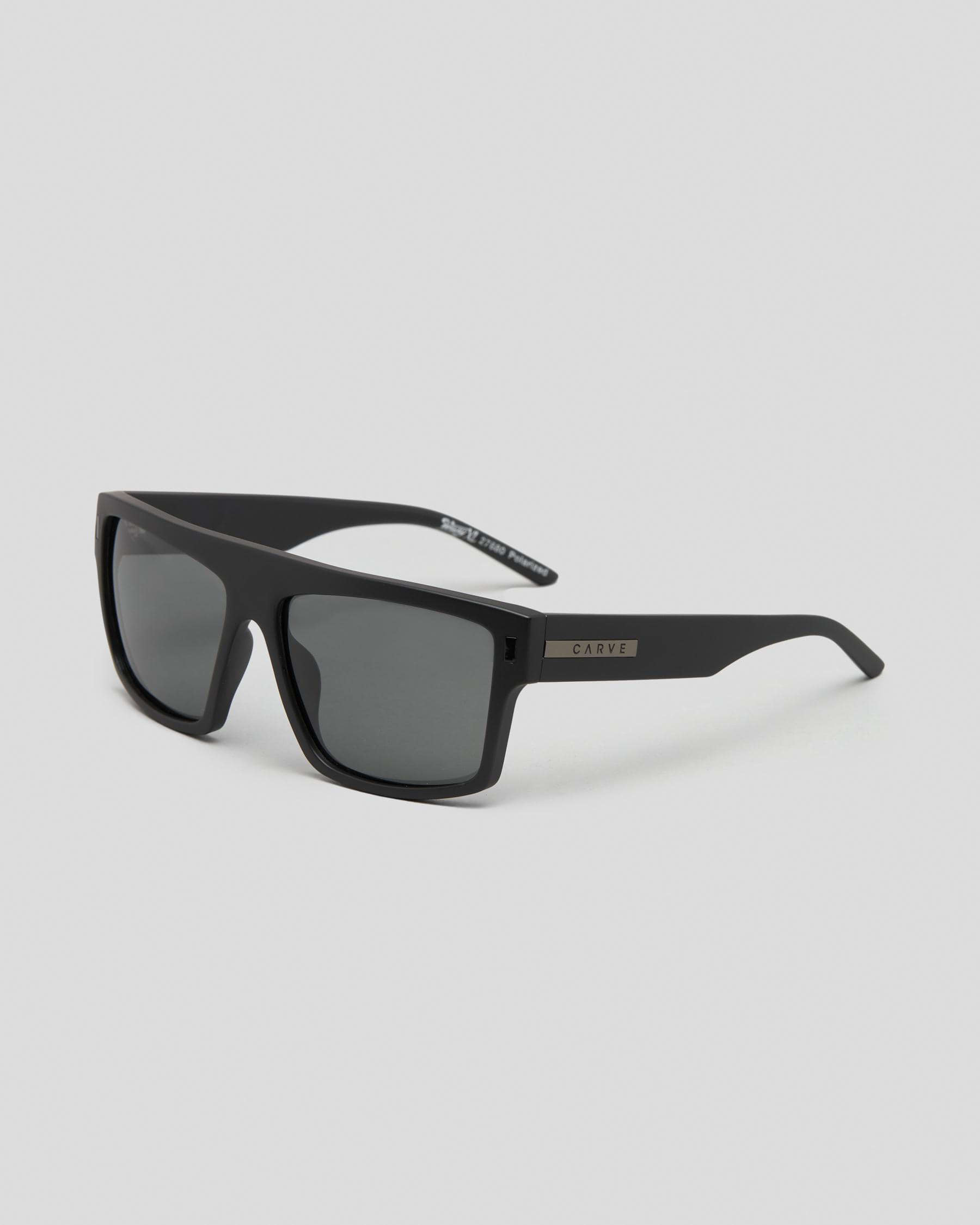 Shop Carve Wavey XL Polarised Sunglasses In Matte Black / Grey Polar ...