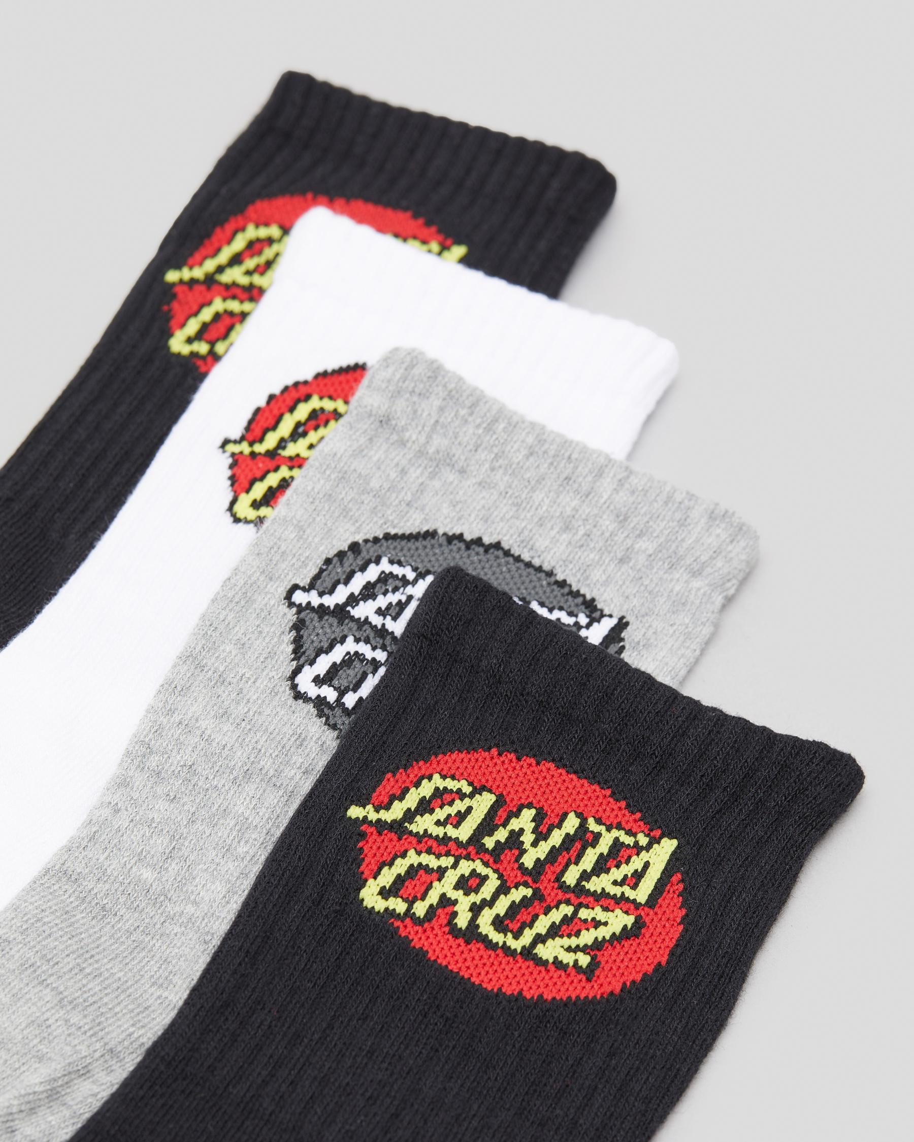 Santa Cruz Boys' Classic Dot Crew Socks 4 Pack In Black-white-gmarle ...