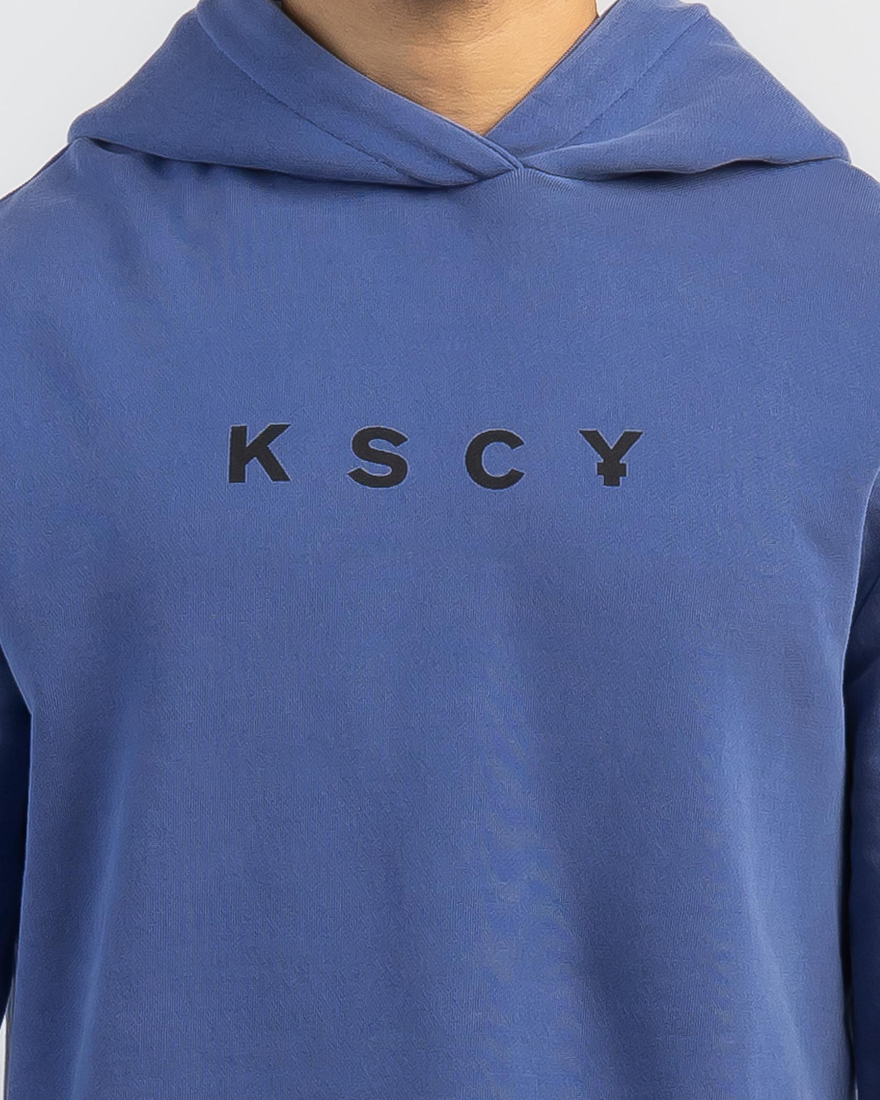 Shop Kiss Chacey Goldcrest Dual Curved Hoodie In Pigment Coastal Blue Fast Shipping & Easy