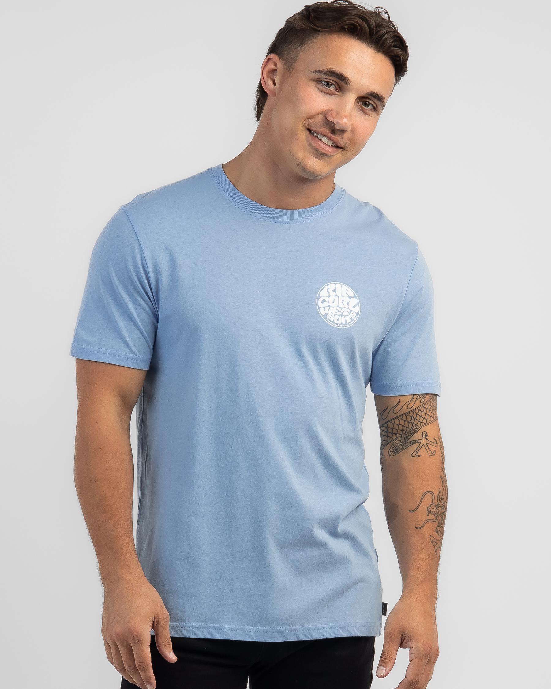 Shop Rip Curl Wetsuit Icon TShirt In Bells Blue Fast Shipping & Easy