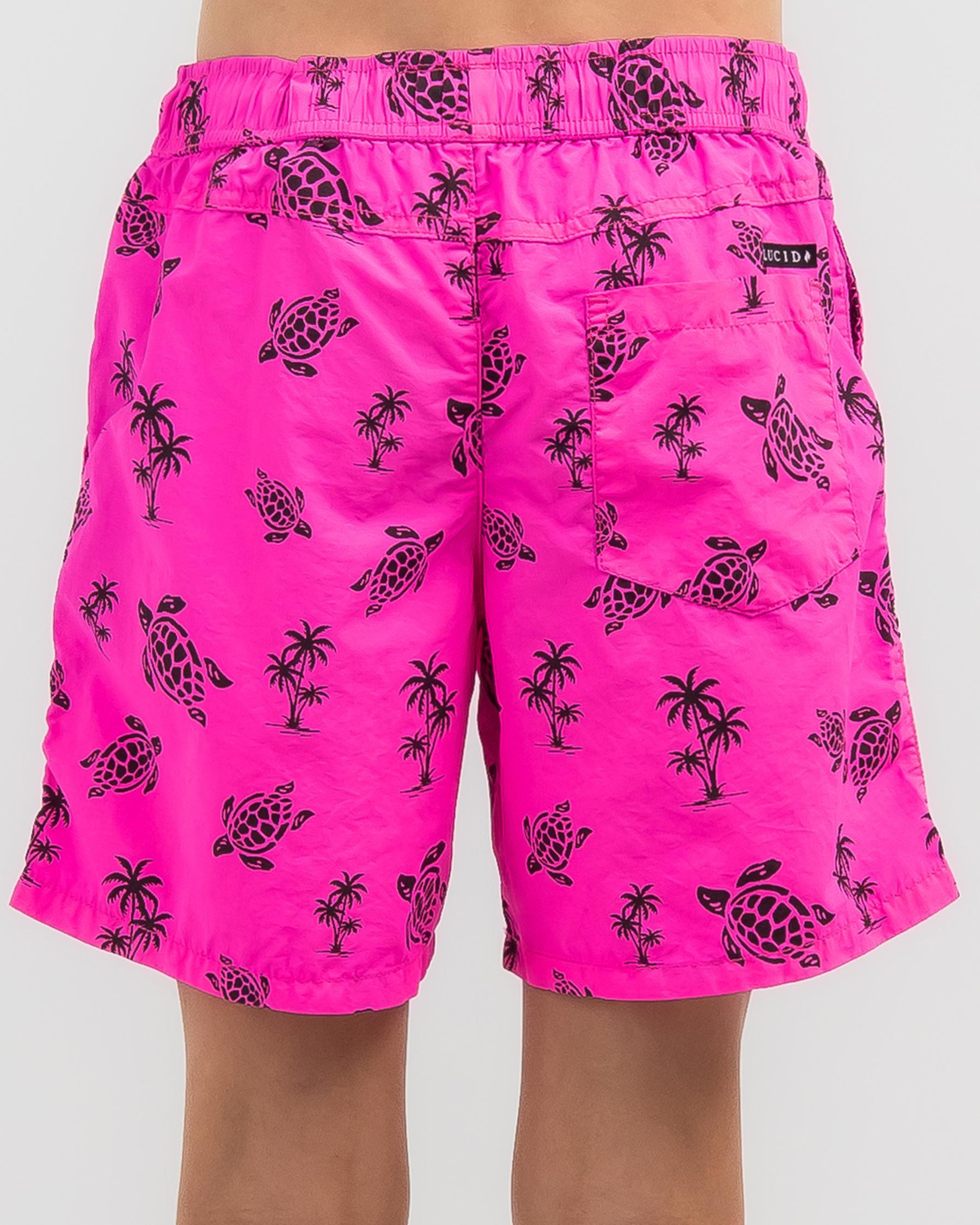 Shop Lucid Boys' reef Mully Shorts In Pink/black - Fast Shipping & Easy ...
