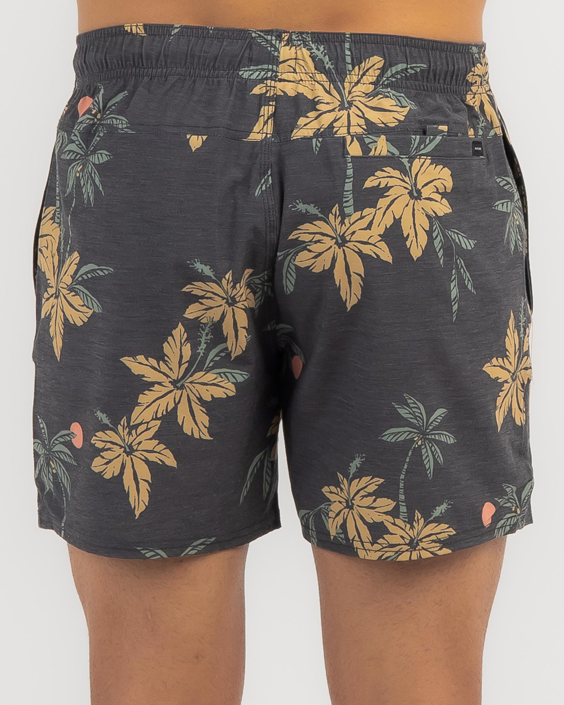 Shop Rip Curl Sumatra Volley Elastic Waist Board Shorts In Washed Black Fast Shipping & Easy