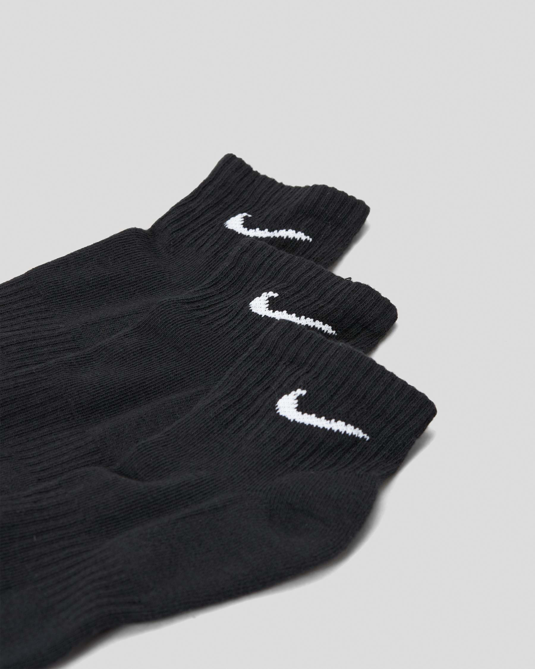 Shop Nike Everyday Cushioned 3 Pack Socks In Black/white - Fast ...